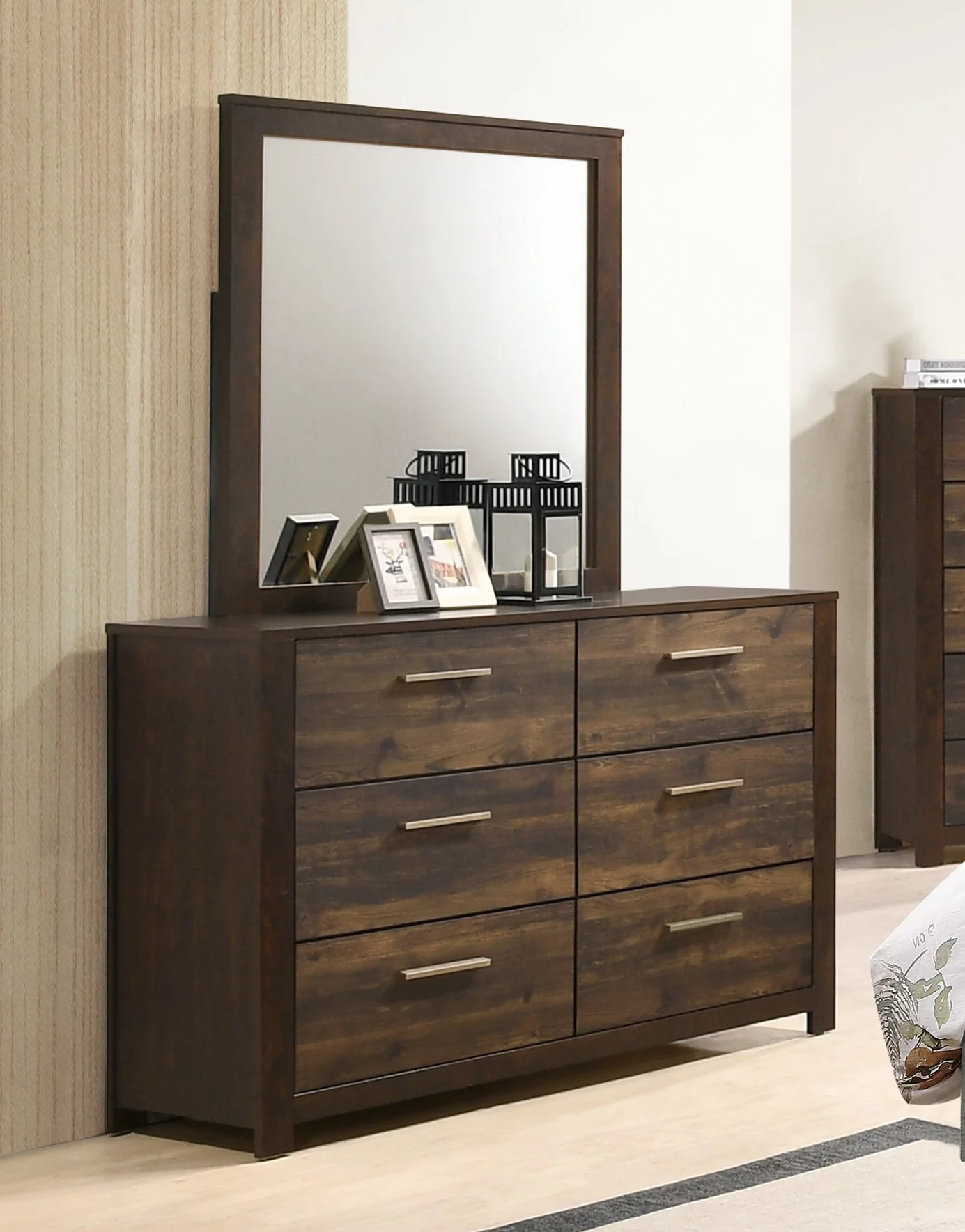 Modern Unique Adjustable HB Eastern King Size Bed Dresser Mirror Nightstand 4pc Set Grey Polyfiber Bedroom Bed