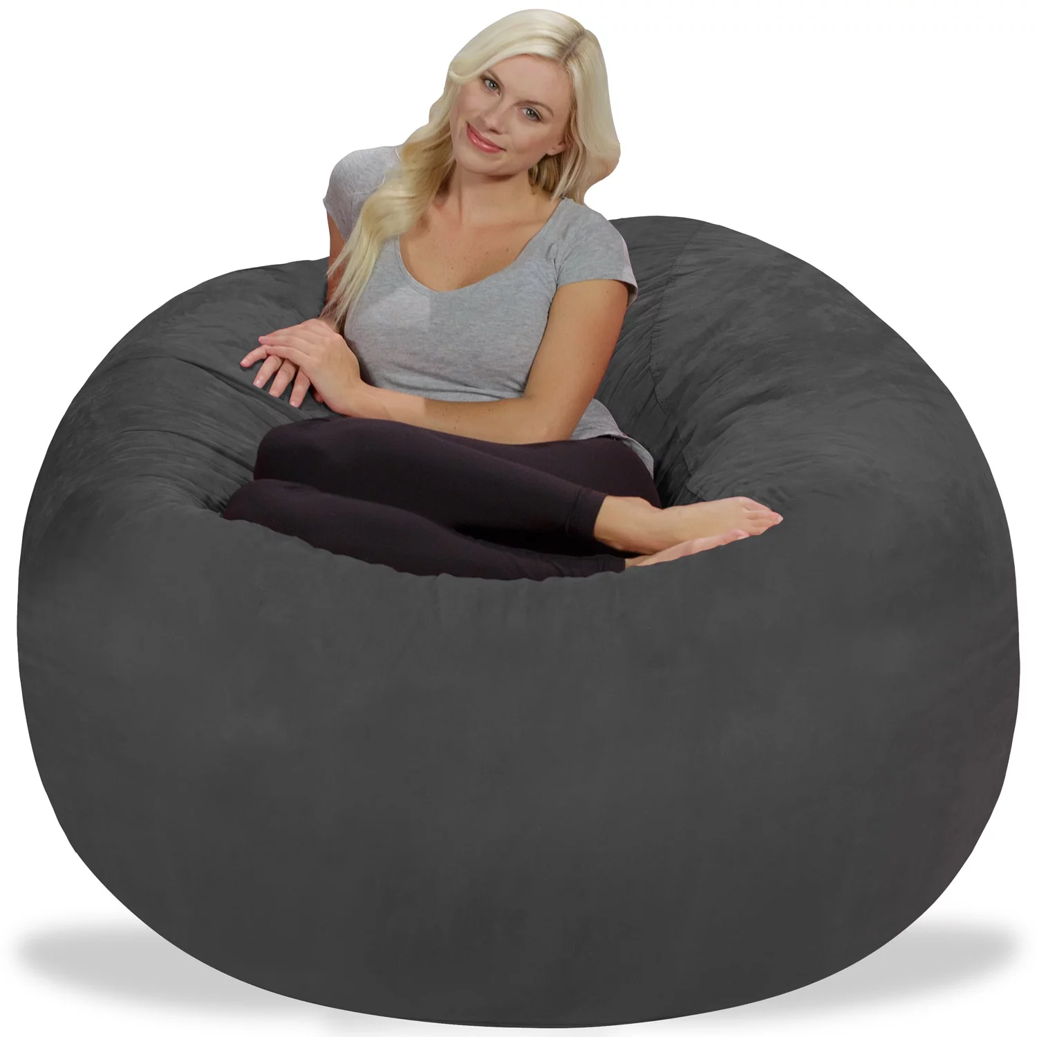 Chill Sack Bean Bag Chair Lounger, Microsuede Cover, Kids, Adults, 5 ft, Charcoal