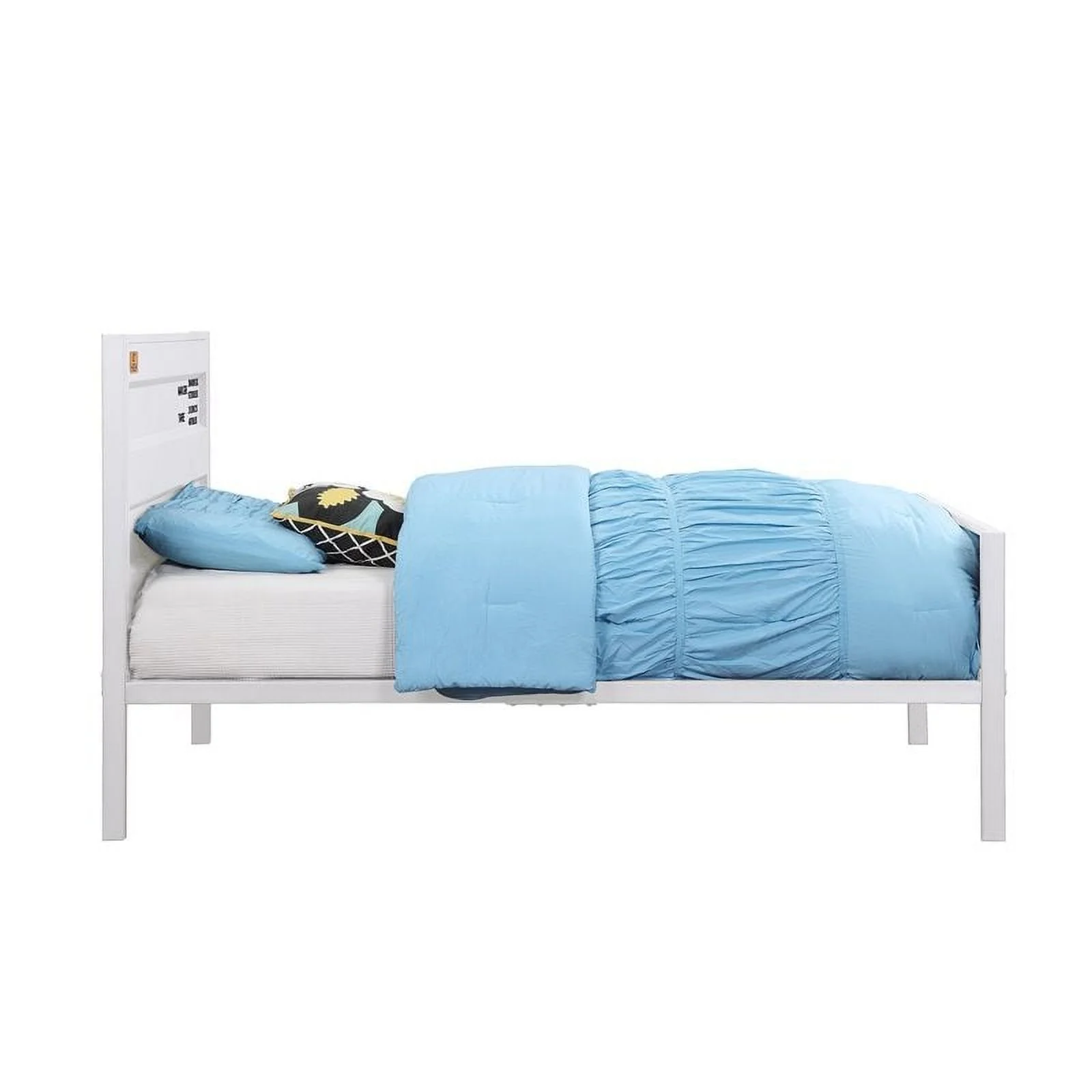 White Industrial Styl Cargo Twin Bed Features a Recessed Panel Design in an with Low Profile Footboard, White