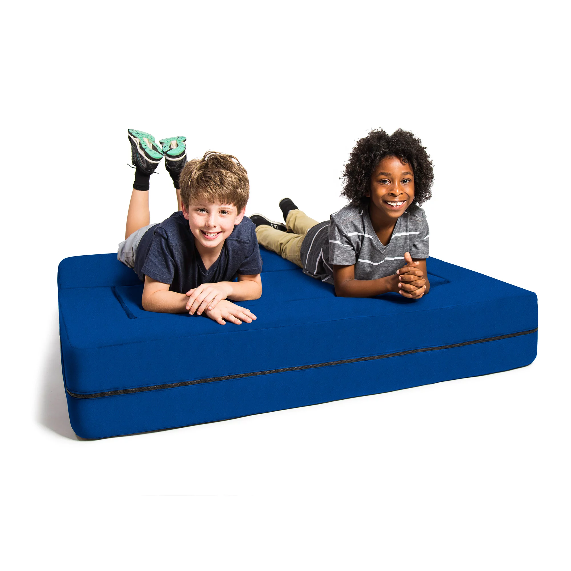 Jaxx Zipline Sofa Large Ottoman 3 in 1 Fold Out Big Kids Edition, Blueberry