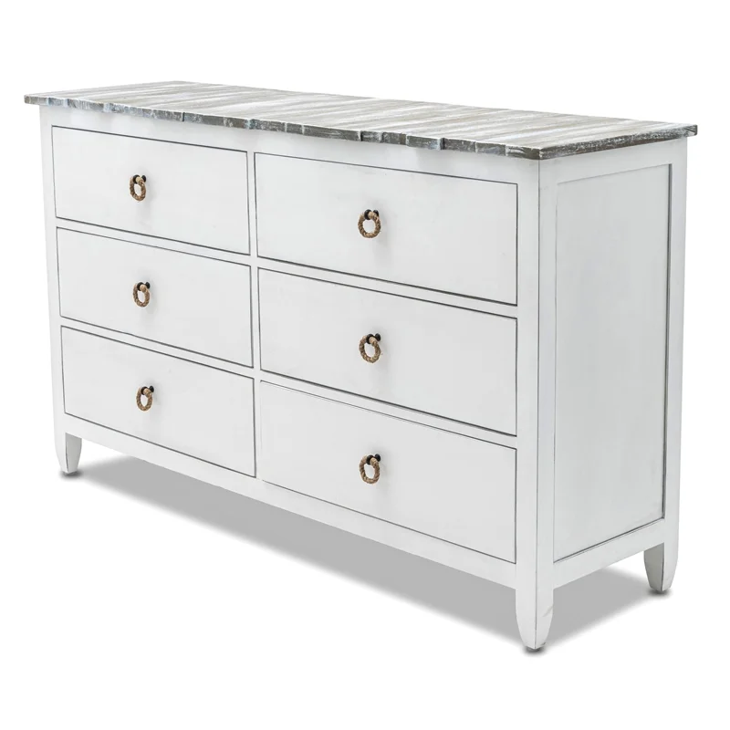 Sea Winds Picket Fence 6-Drawer Dresser Grey Finish