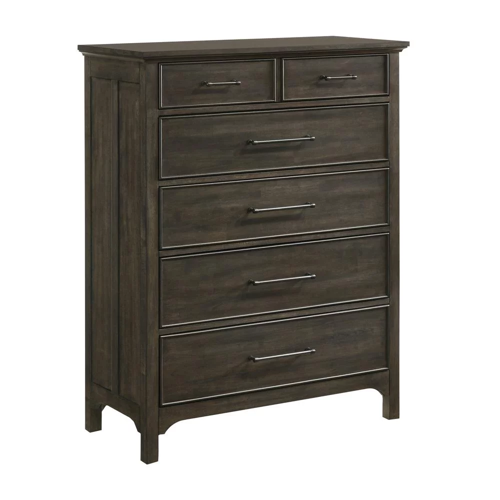 Intercon Furniture Hawthorne Bedroom 5-Drawer Wood Chest in Brushed Charcoal