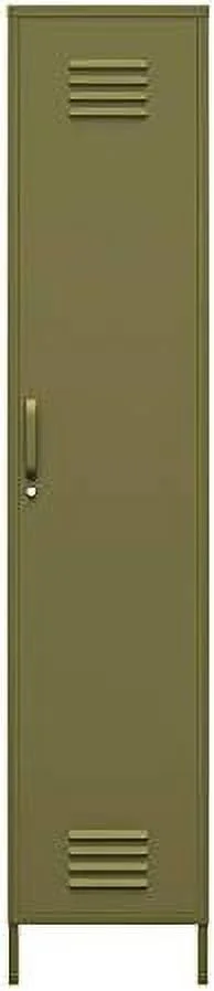 TJUNBOLIFE Shadwick 1 Door Tall Single Metal Locker Style Cabinet Olive Green