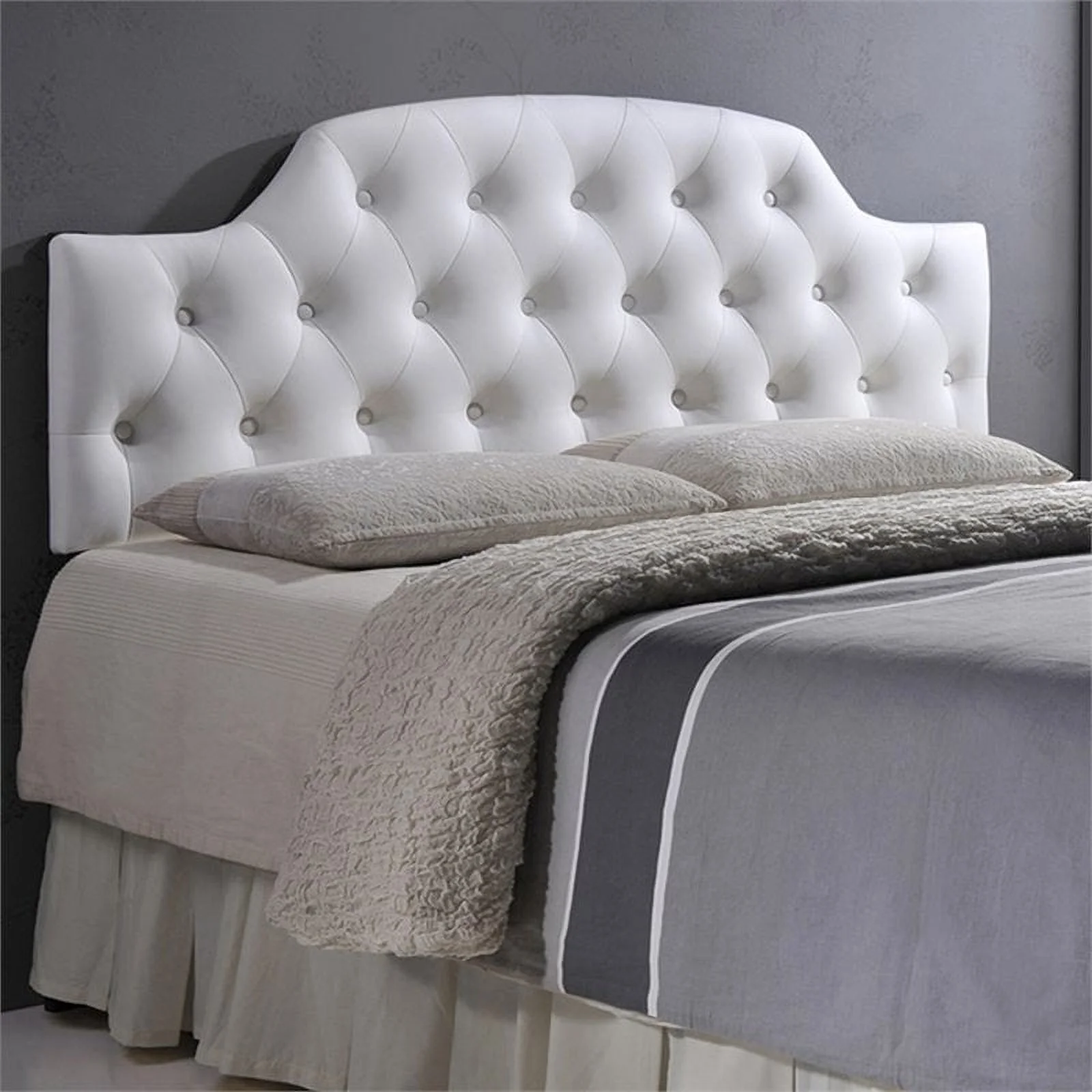 Pemberly Row Faux Leather Tufted Queen Panel Headboard
