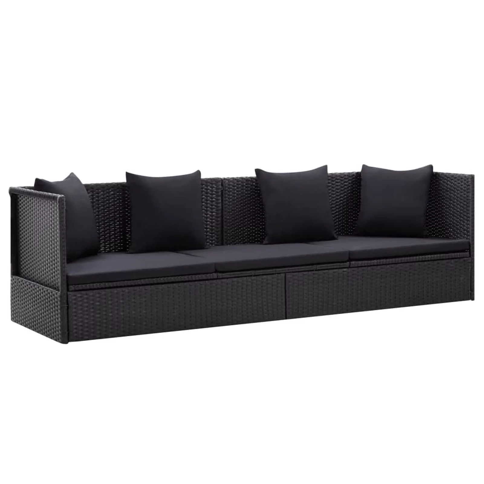 Aibecy Patio Bed with Cushion and Pillow Poly Rattan Black