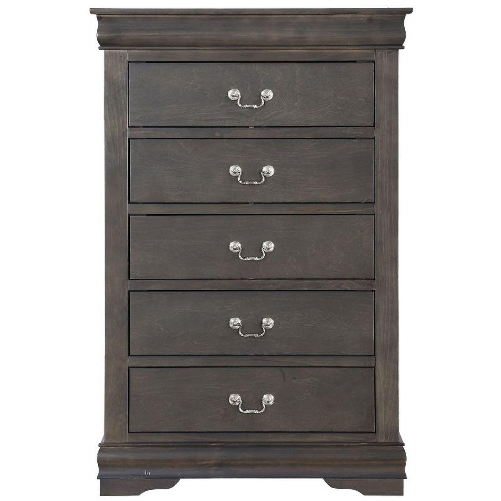 Pemberly Row Contemporary Chest with 5 Storage Drawers in Dark Gray