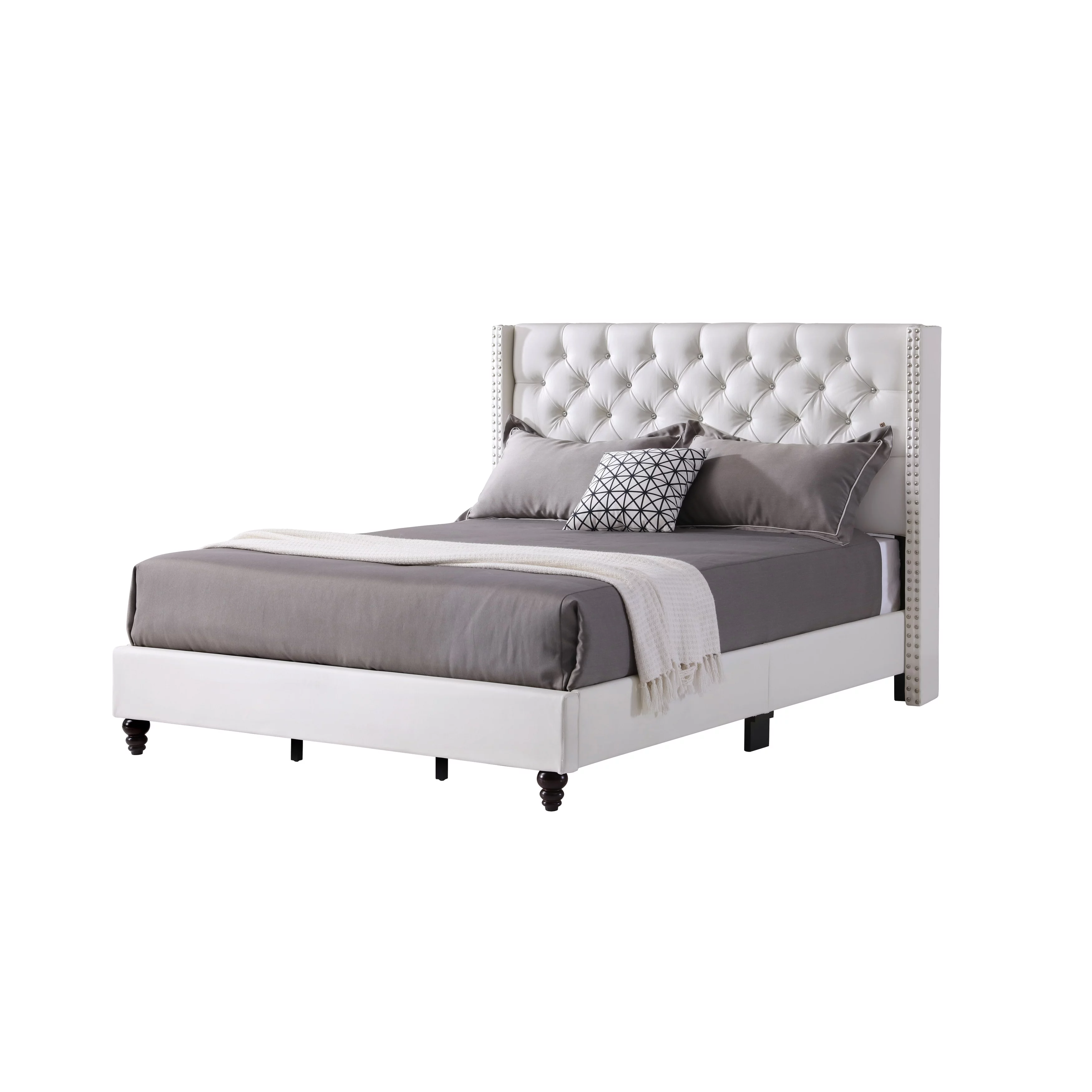 LYKE Home Queen Upholstered Bed , White