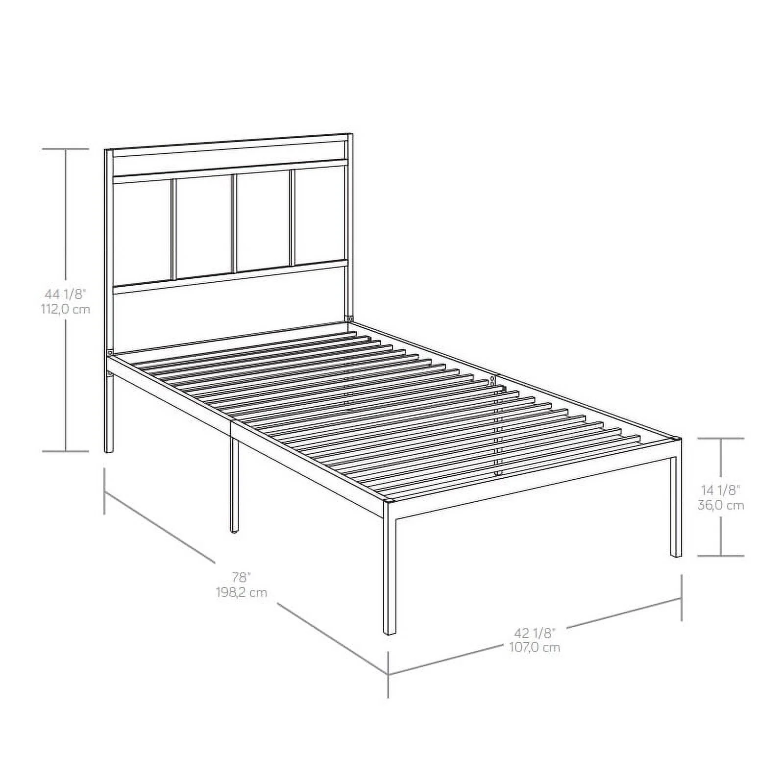 Sauder Cannery Bridge Metal Twin Platform Bed in Bronze Finish