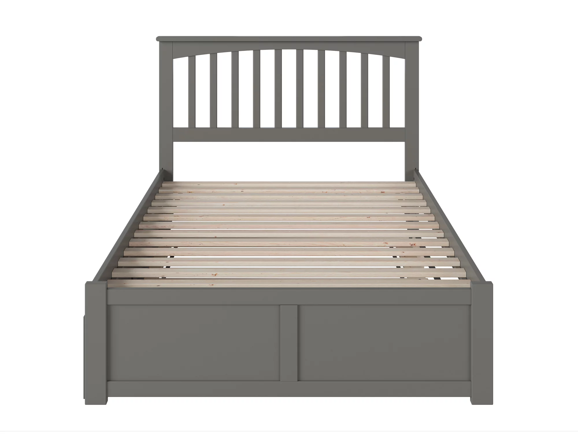 Mission Full Platform Bed with Flat Panel Foot Board and Full Size Urban Trundle Bed in Grey