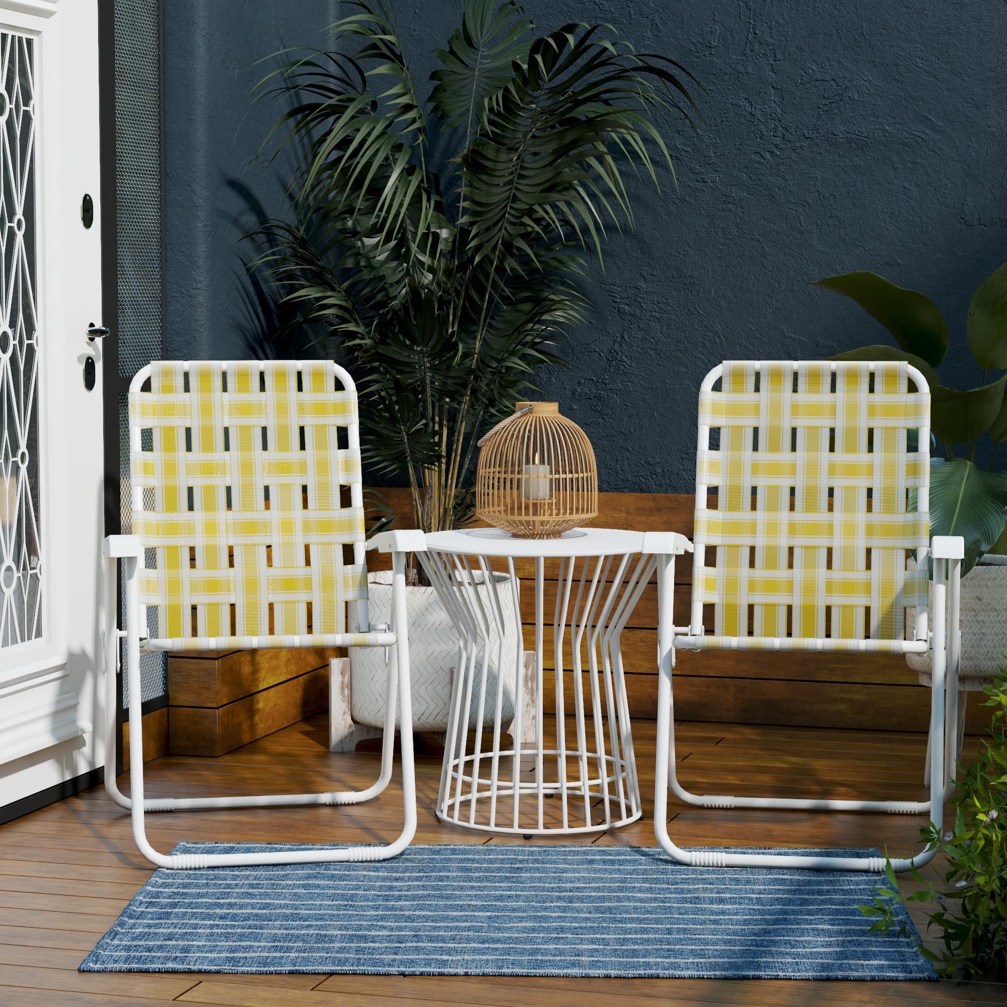 Novogratz Poolside Gossip, Priscilla Folding Chairs, 2-Pack, Yellow
