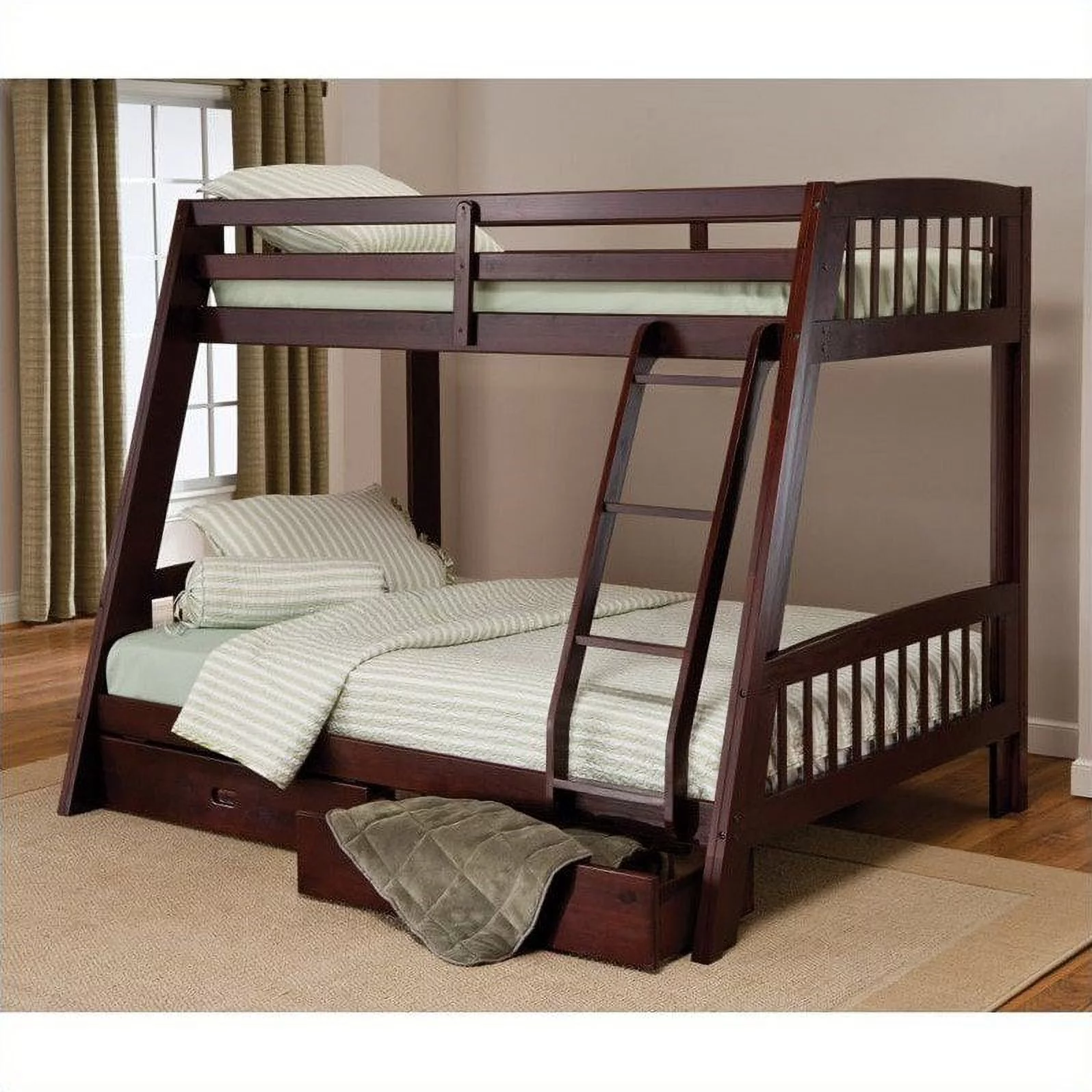 Hillsdale Kids and Teen Rockdale Wood Twin Over Full Bunk Bed, Espresso