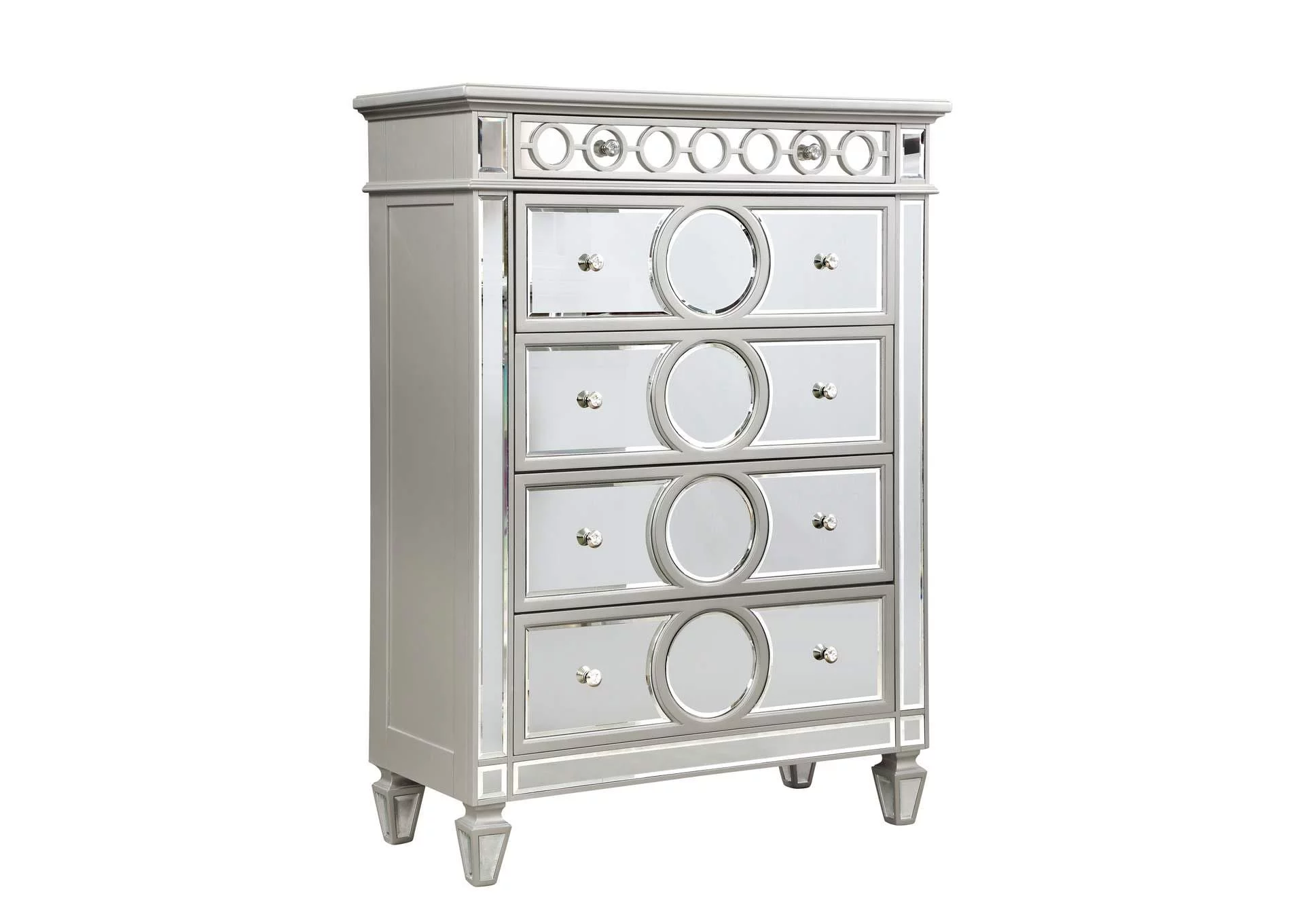 Glam Silver & Mirror Accents 5 Drawers Chest McFerran B1688 Contemporary