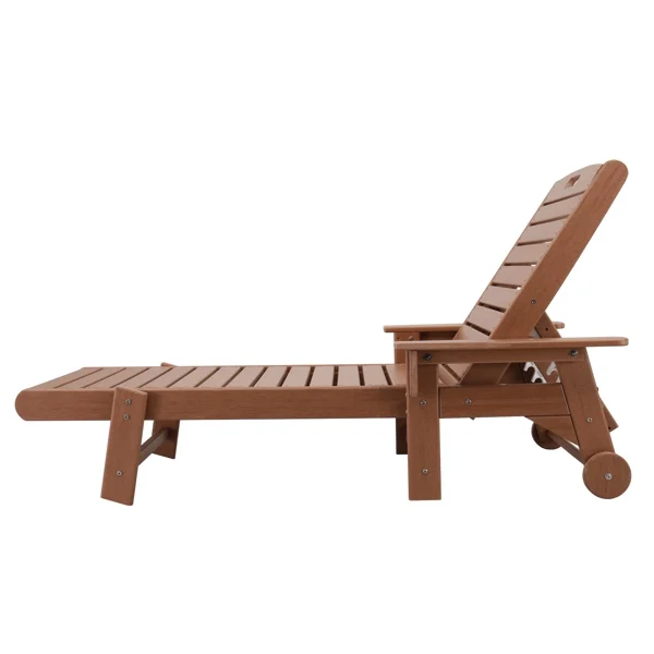 Fithood 195*75.5*33cm HDPE Backrest Adjustable Lying Bed Teak Color