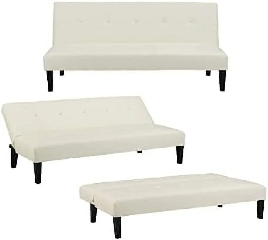 NLIBOOMLife Durable Futon  Perfect for Both Couch Bed and Small Futon Sturdy Build Modern Faux Leather Futon Couch - Low-Maintenance Upholstery - Customizable Positions - Easy AssemblyCre