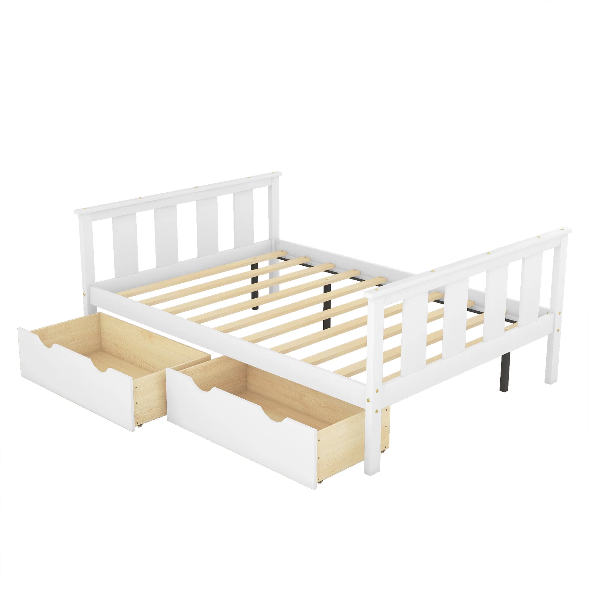 Bellemave Full Size Platform Bed with Storage Drawers, Wood Full Bed Frame with Headboard and Footboard for Kids, Teens & Adults, Modern Storage Bed (White)