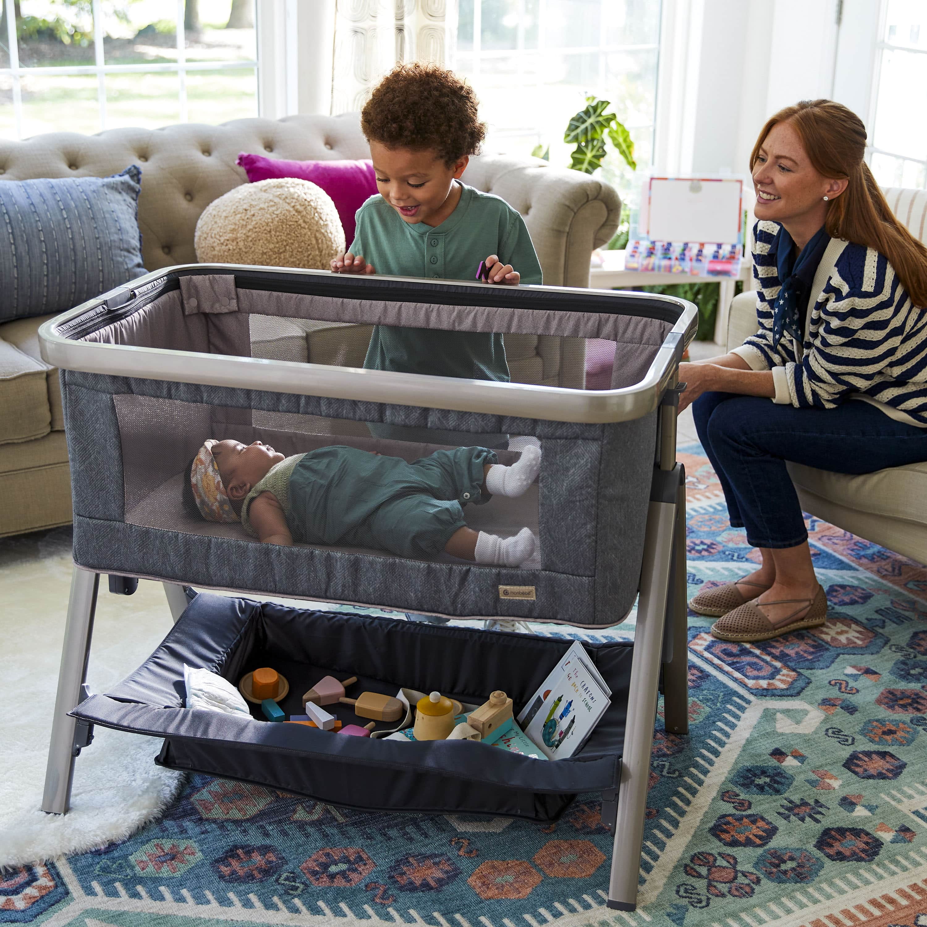 Monbebe Height-Adjustable Baby Bassinet, Castle Point