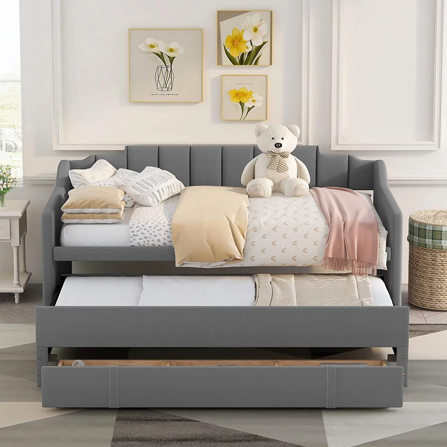 Luxury Daybed Tufted Button Sofa Bed, Modern Velvet Bed For Family, Kids, Teens, No Box Spring Needed