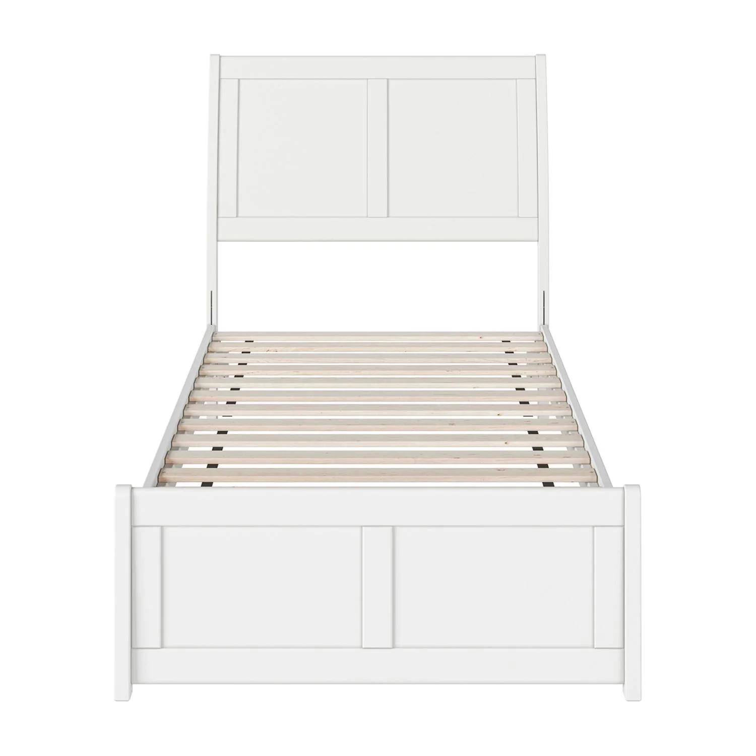 AFI Valencia Twin Wood Low Profile Sleigh Platform Bed with Matching Footboard, White