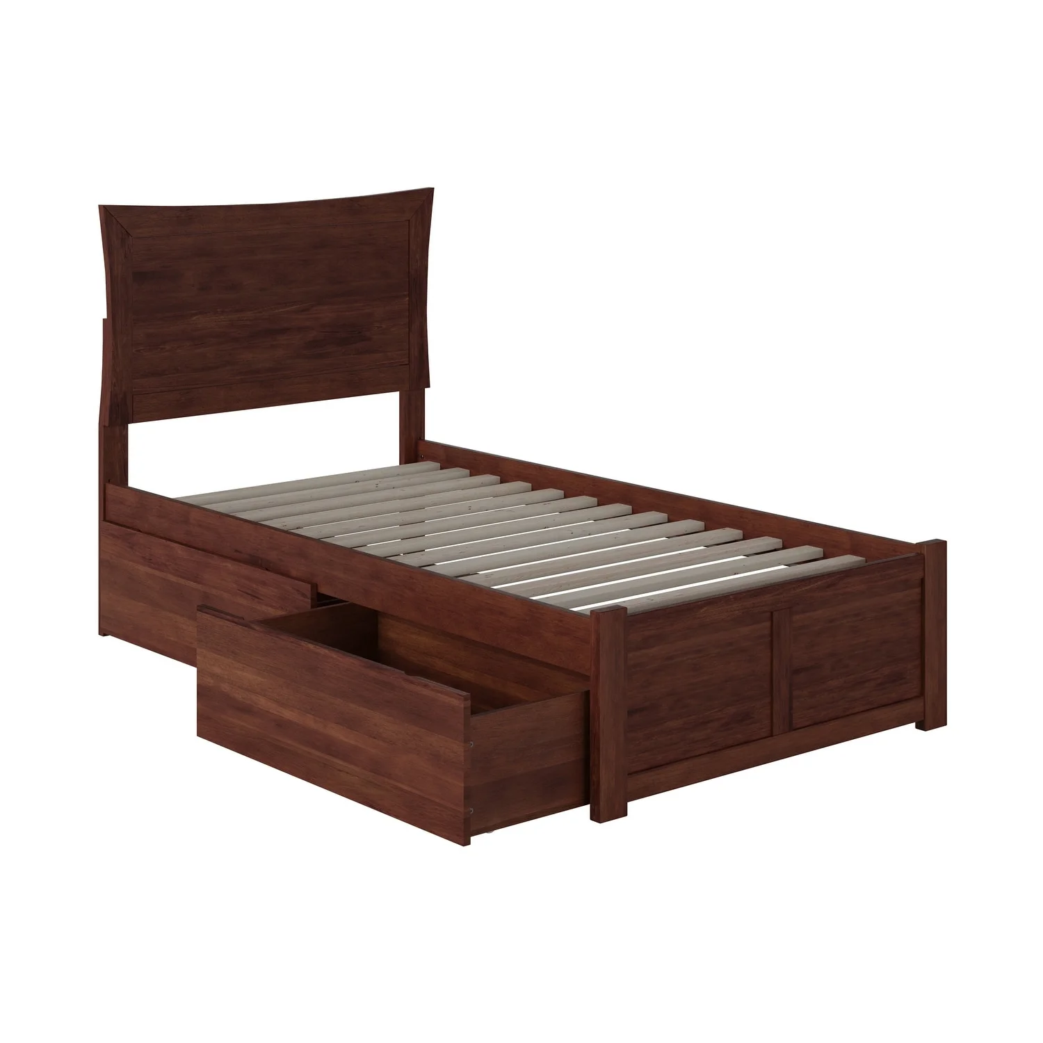 AFI Metro Twin Platform Bed with Footboard and 2 Drawers in Walnut