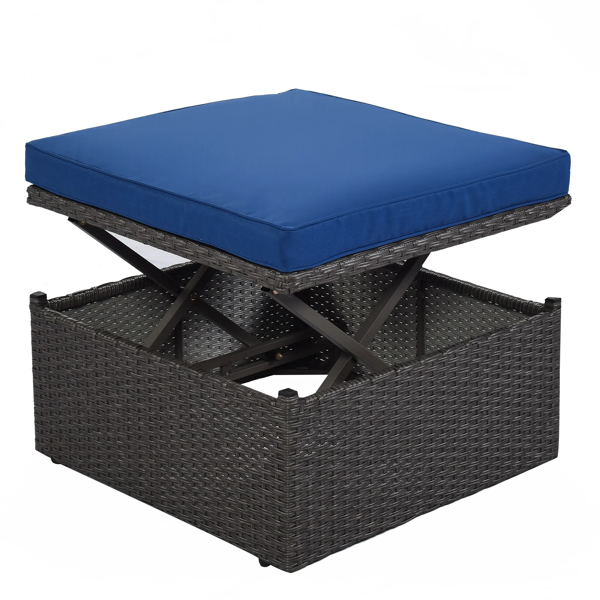 Outdoor Patio Daybed Sofa Set with Retractable Canopy & Reclining Seat Blue