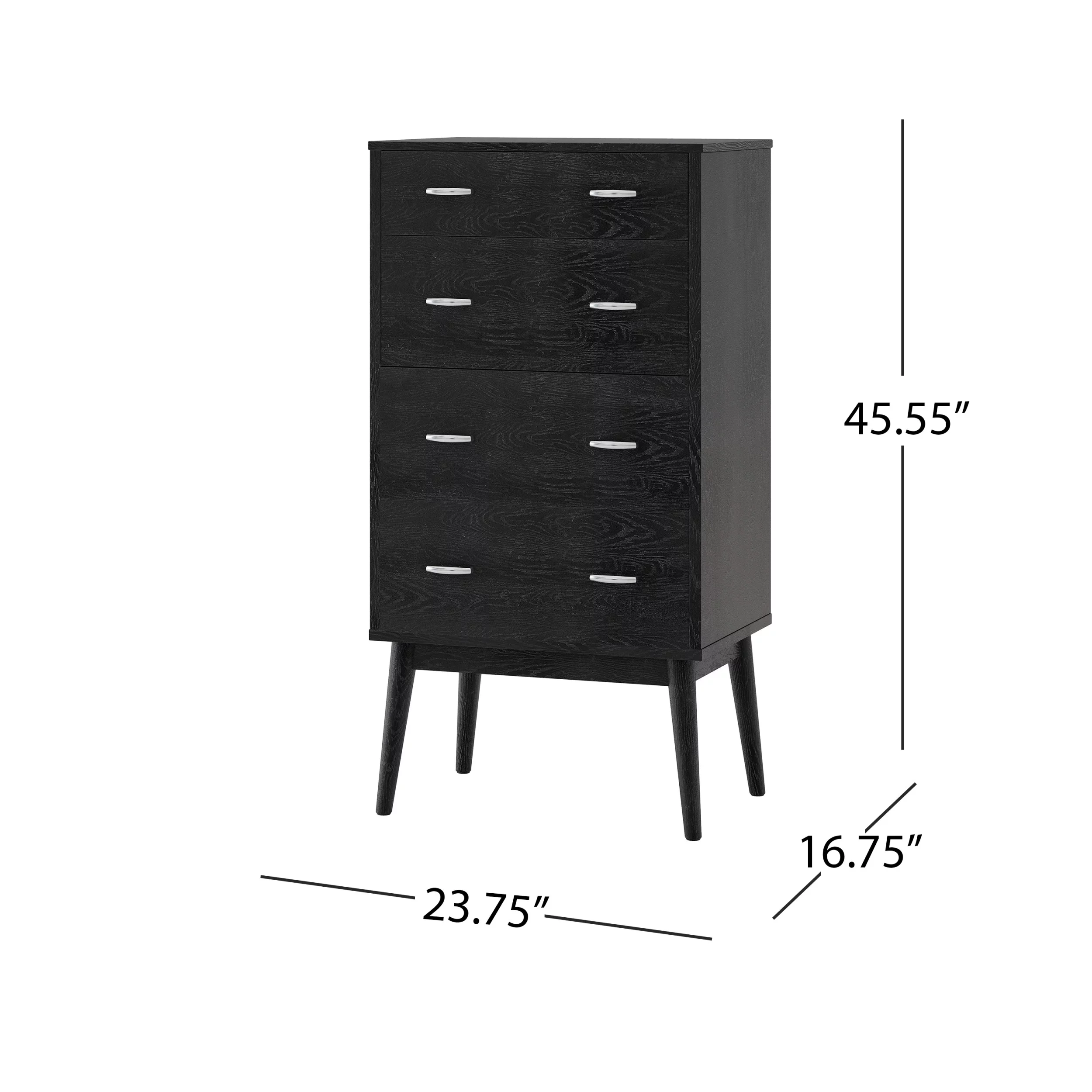 Noble House Starla Wooden 4 Drawer Dresser, Black
