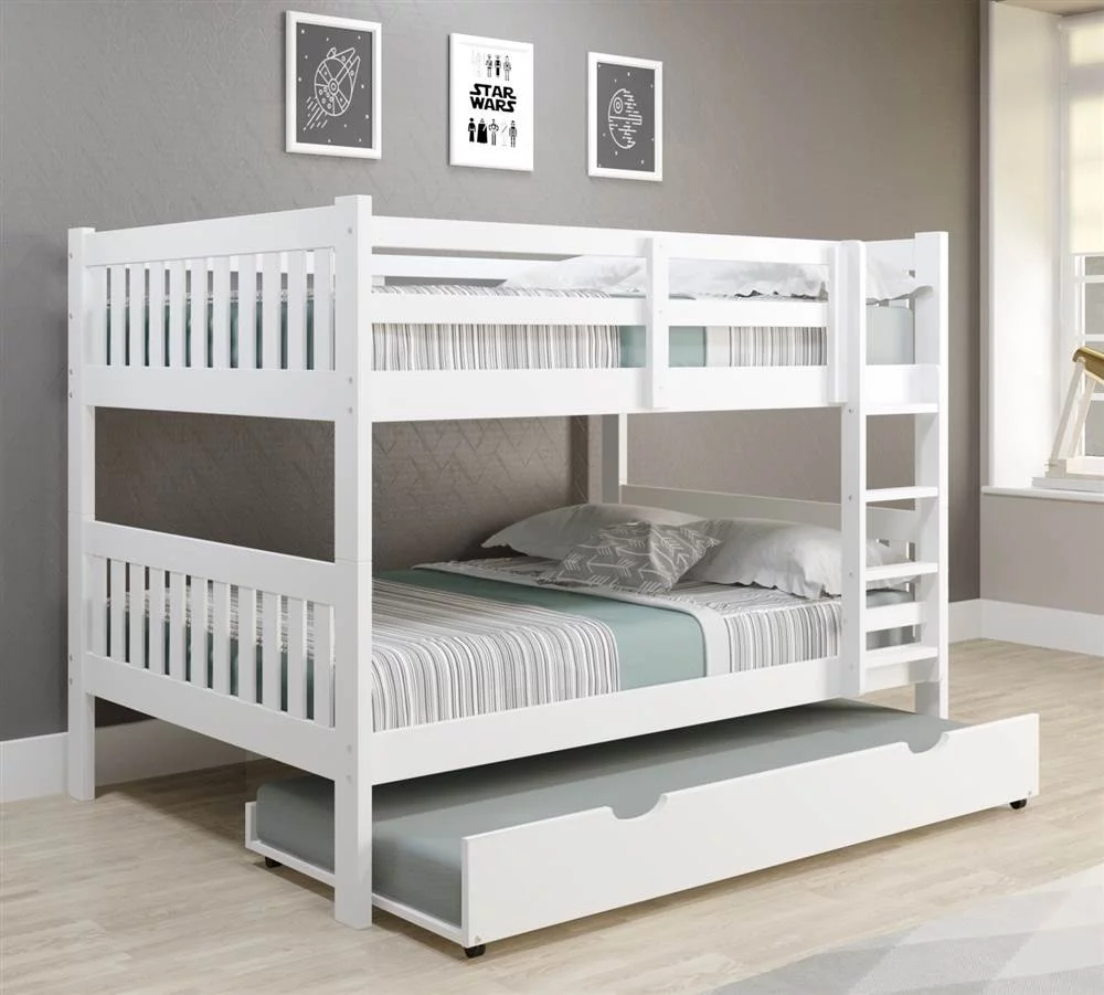 Donco Kids Full/Full Mission Bunk Bed W/Twin Trundle Bed