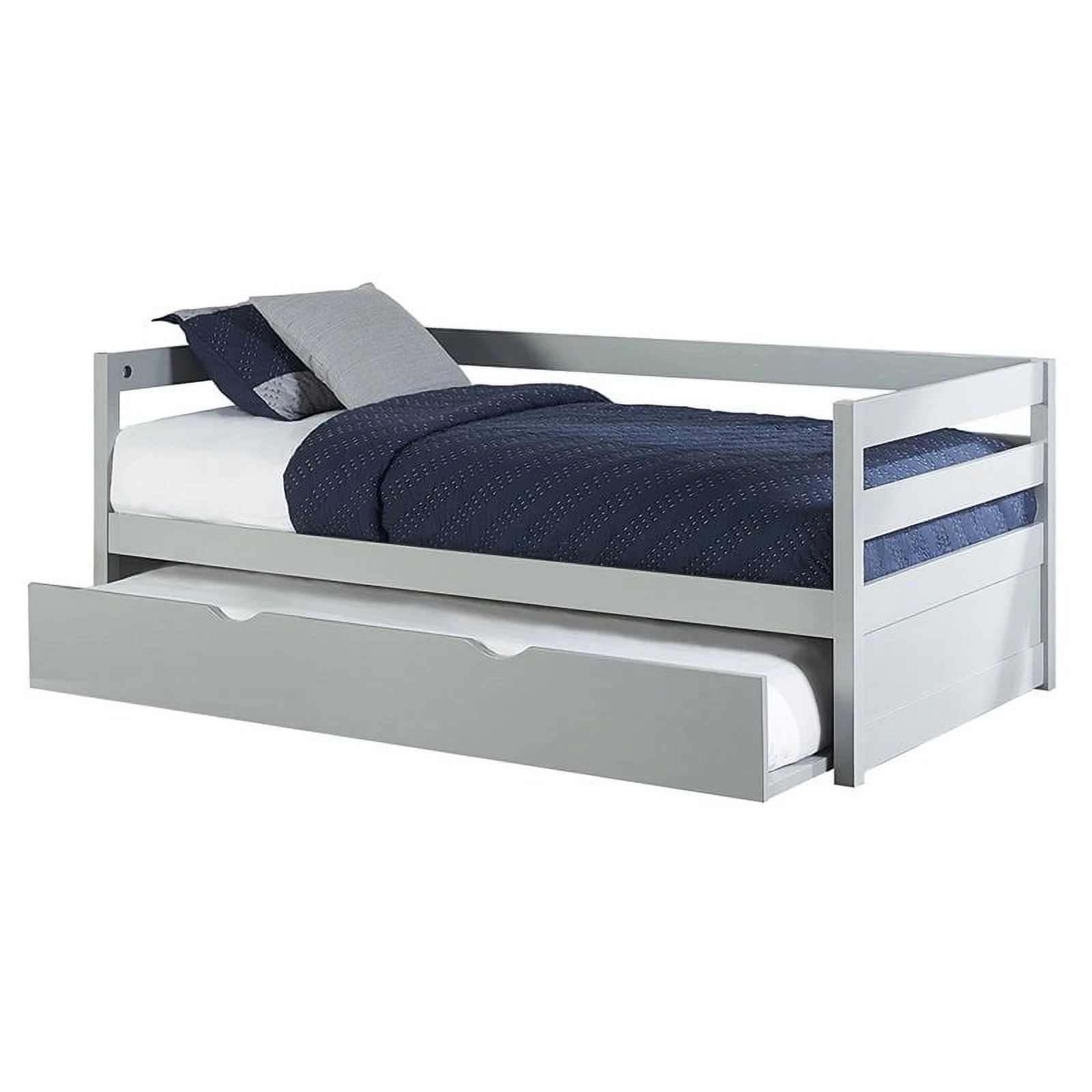 Rosebery Kids Modern Caspain Daybed with Trundle in Gray Finish