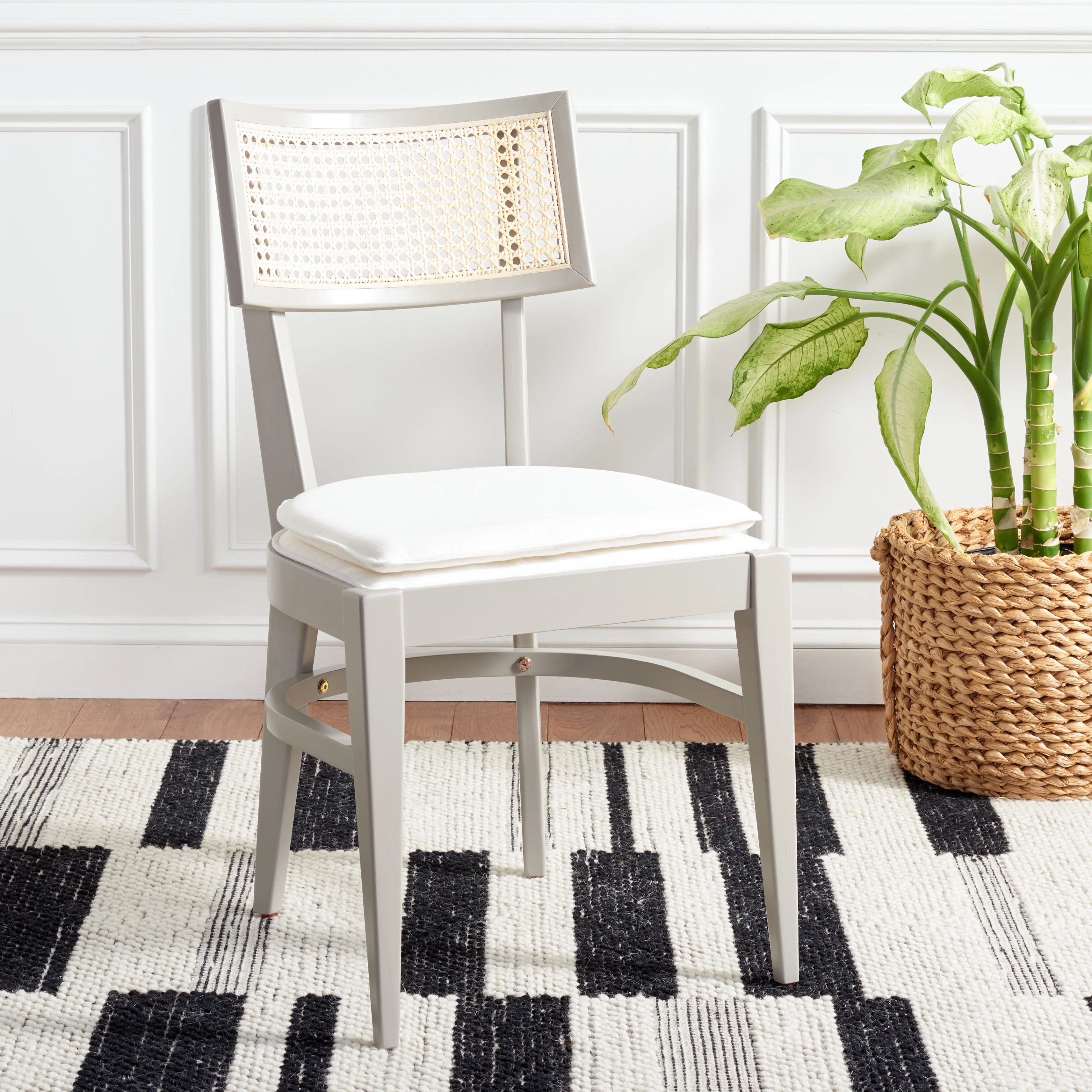 SAFAVIEH Galway Contemporary Cane Dining Chair, Gray/Natural