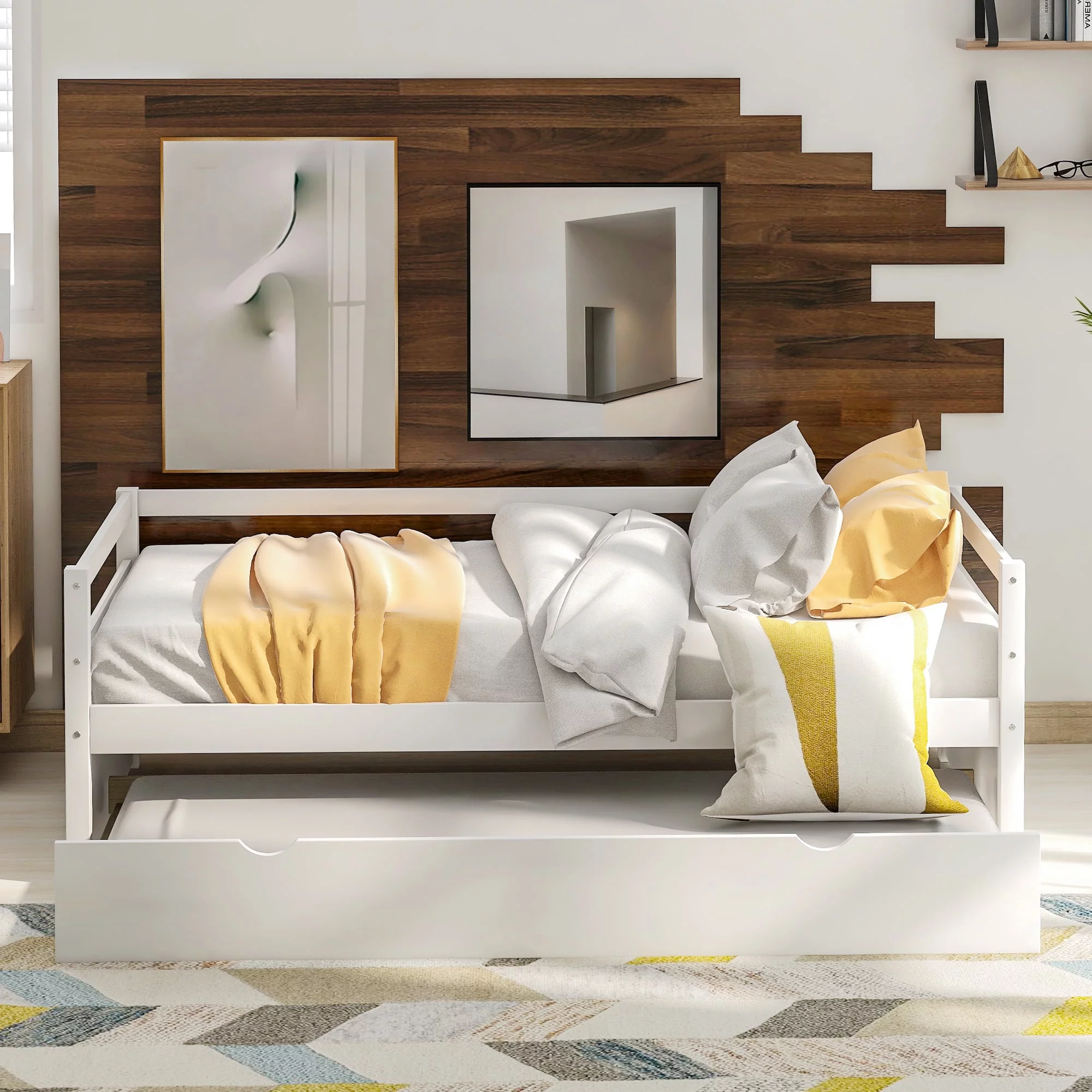 Livspace Daybed with Trundle Frame Set, Twin Size, White