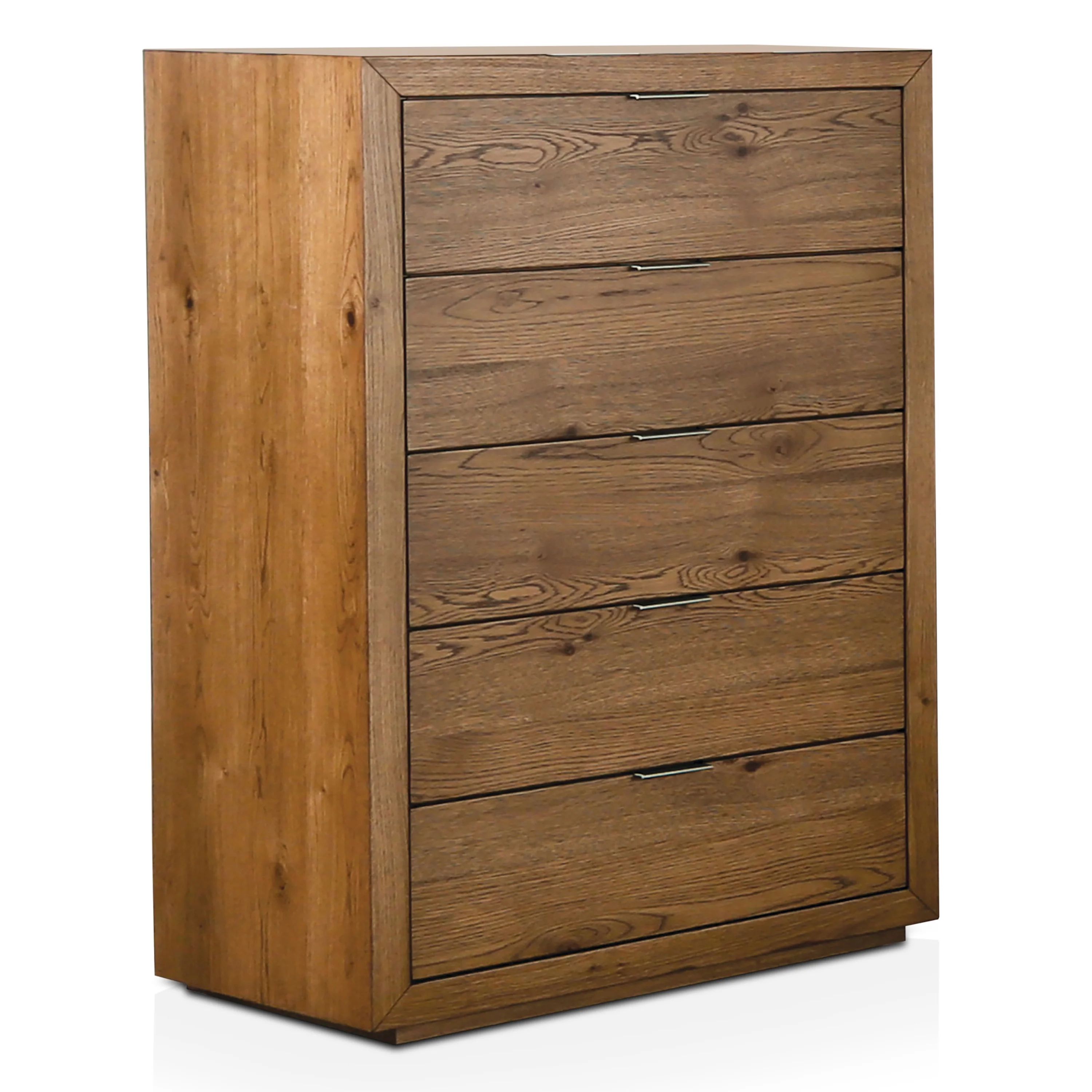 Furniture of America Ida Solid Wood 5-Drawer Chest, Light Walnut