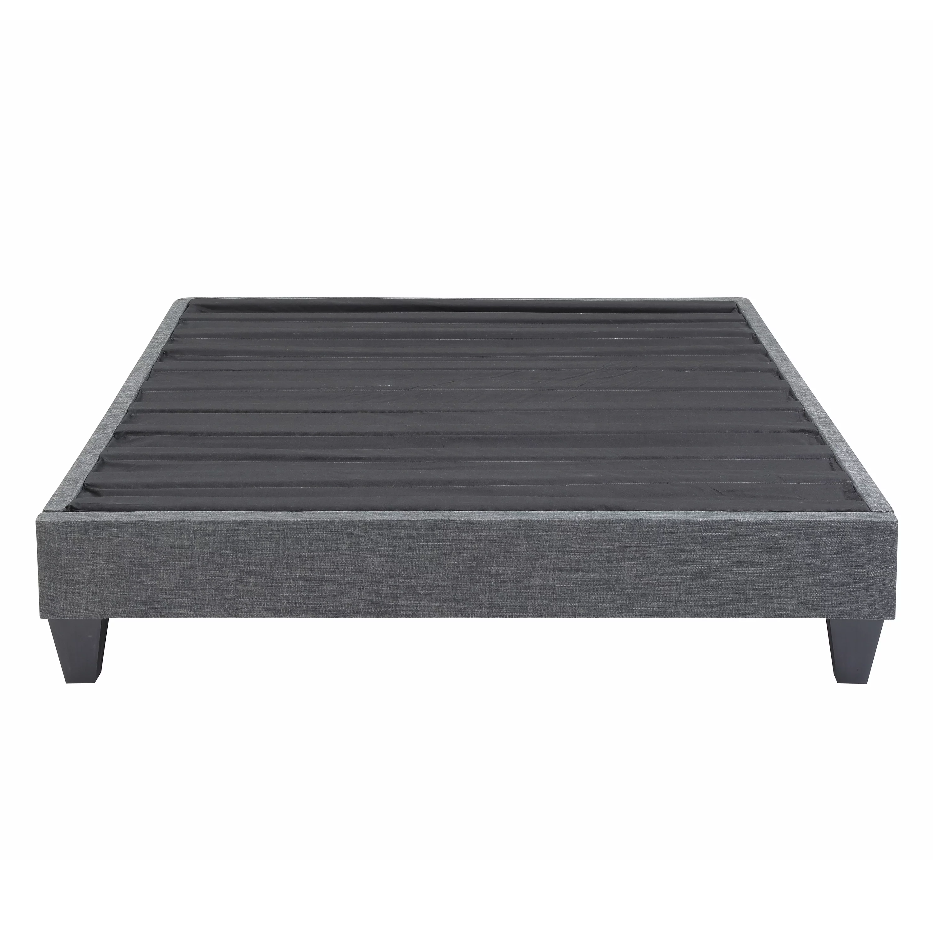 Twin Contemporary Grey Upholstered Platform Bed