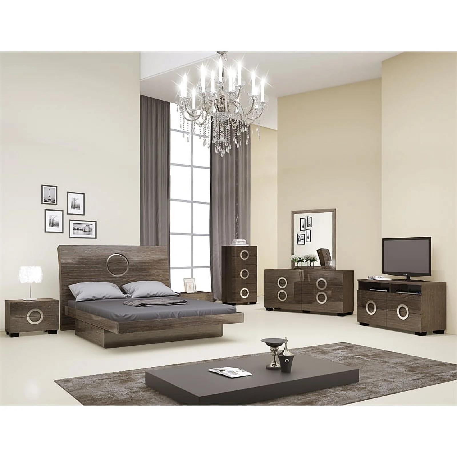 Titan Furnishings Rita 4-Piece Wood Queen Bedroom Set in Wenge Color