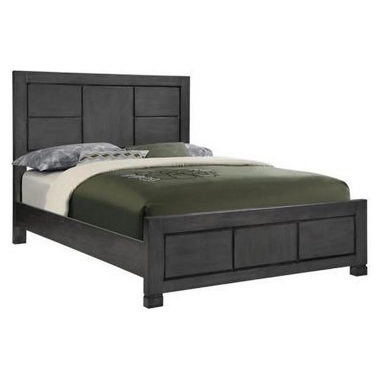 BenJara Acy California King Bed, Panel Sections on Headboard and Footboard, Gray