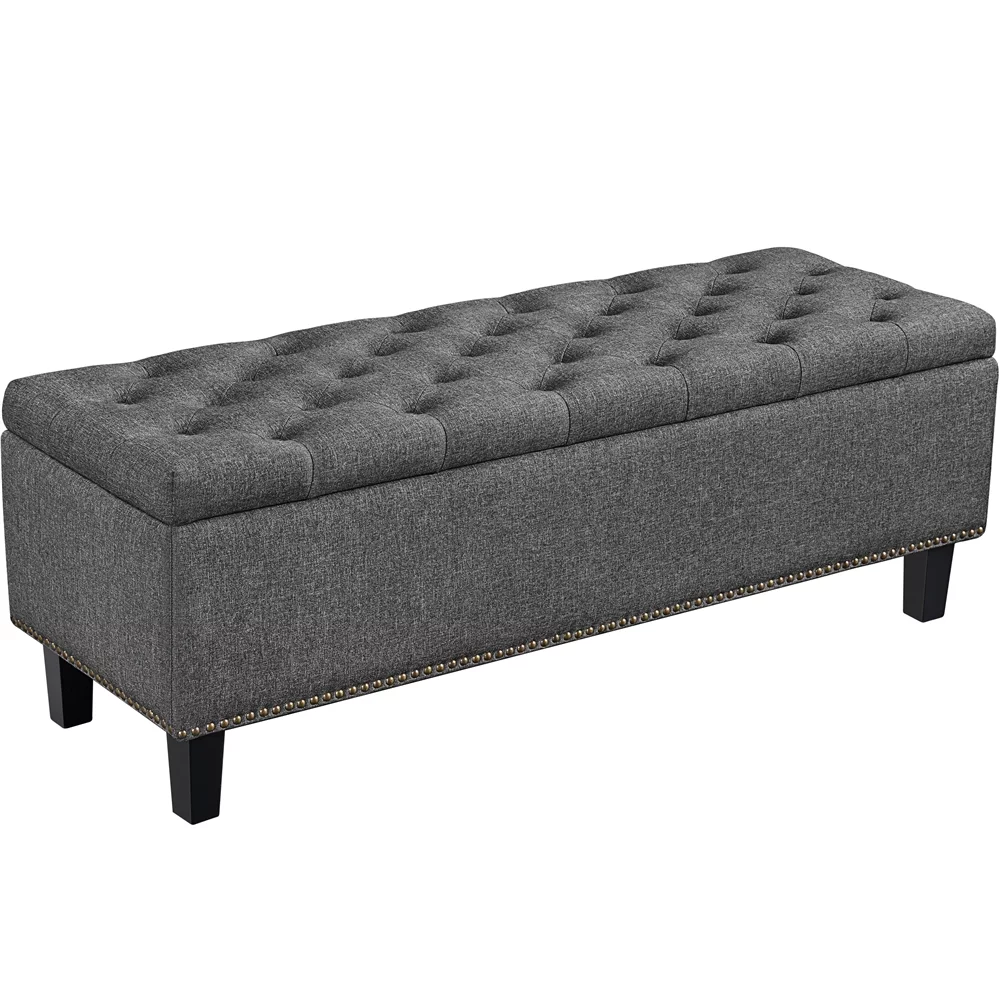 SMILE MART Modern Tufted Storage Bench for Entryway Bedroom, Dark Gray