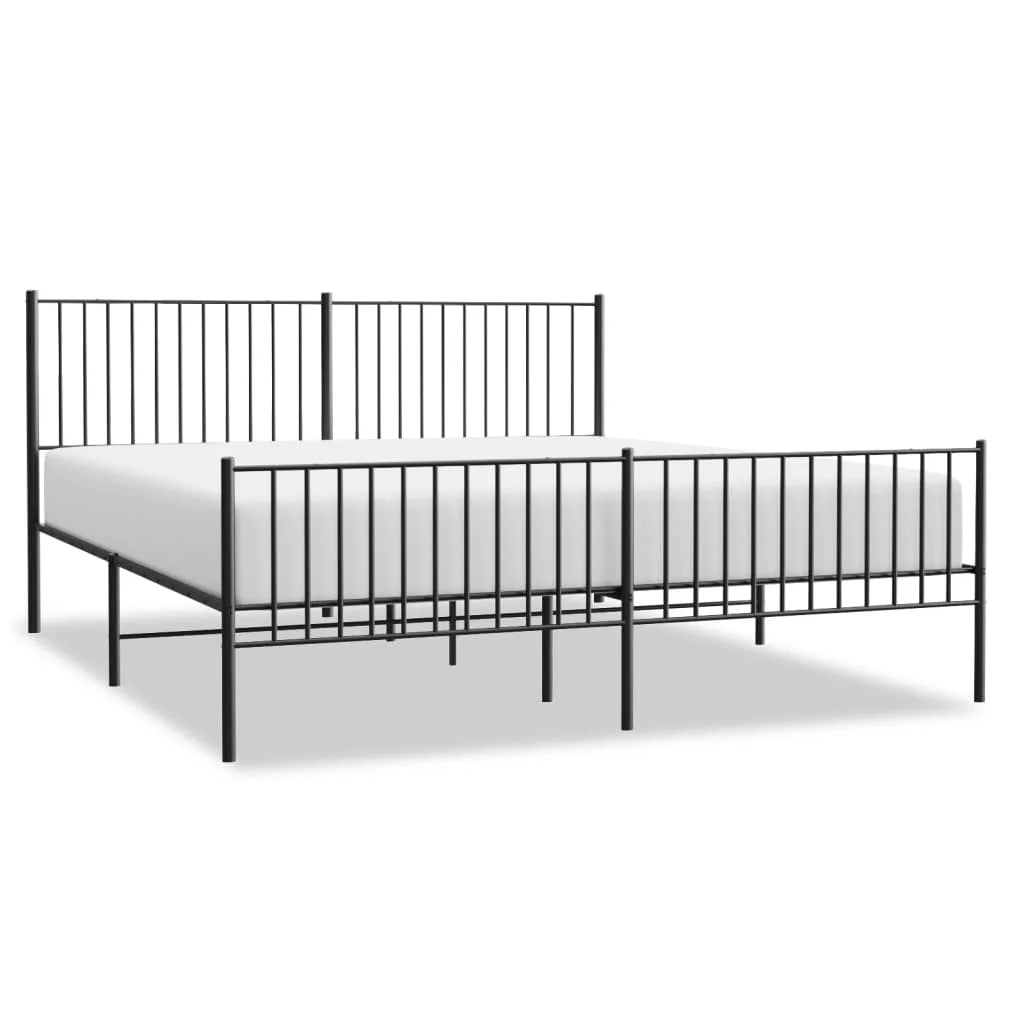 Metal Bed Frame with Headboard and Footboard Black 72