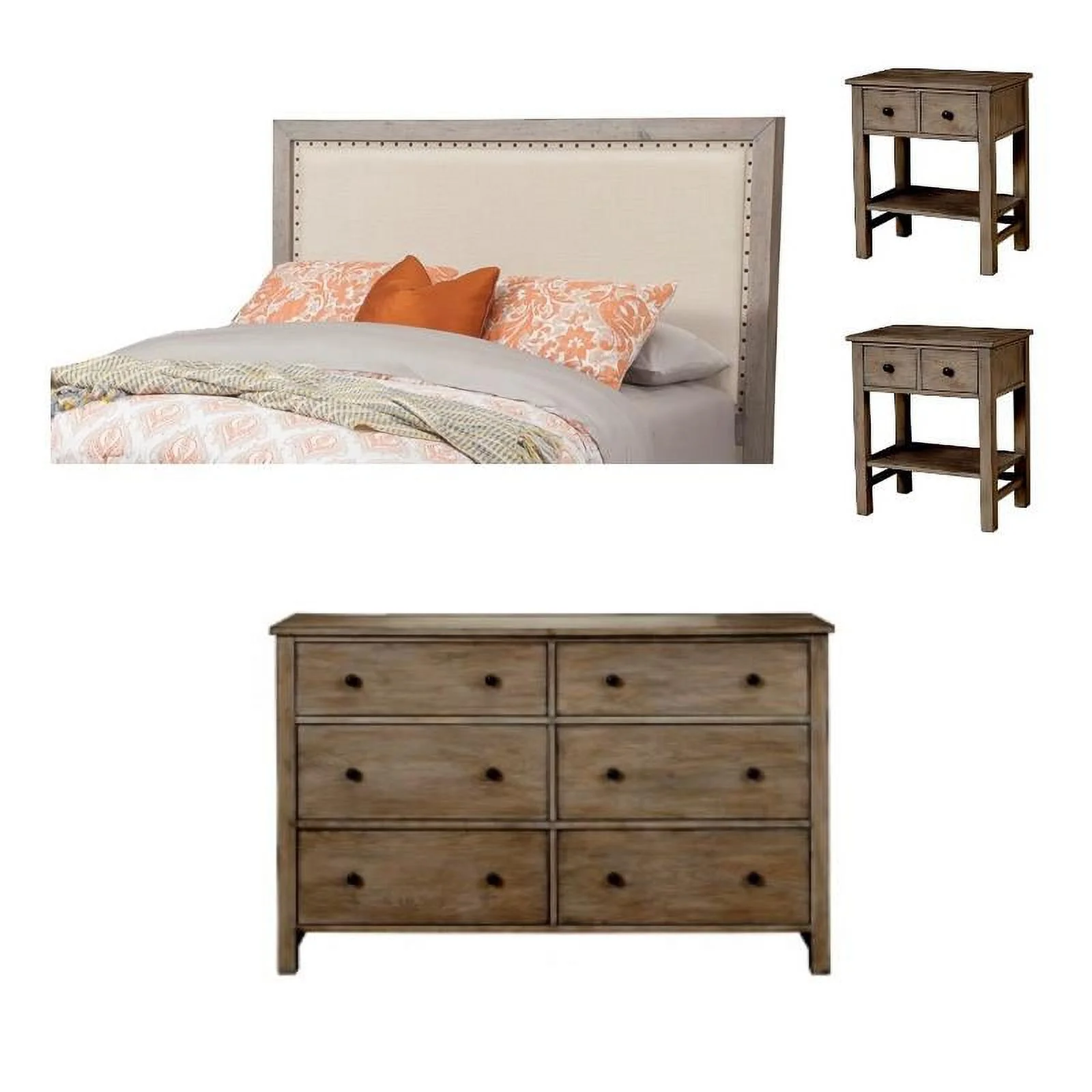 Home Square 4-Piece Set with California King Headboard & Dresser & 2 Nightstands