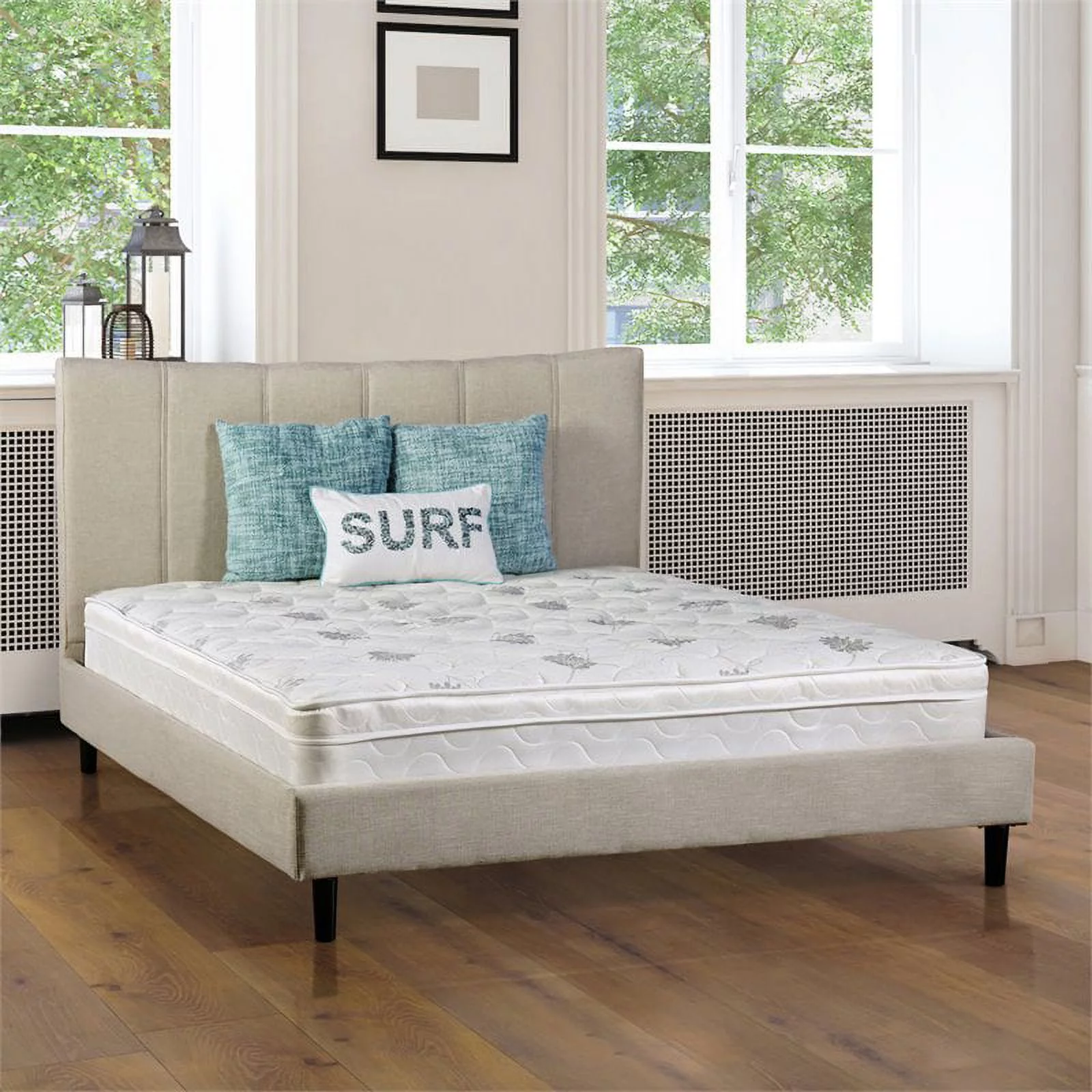 Furniture of America Kya Fabric 9-Inch Full Euro Top Mattress in White