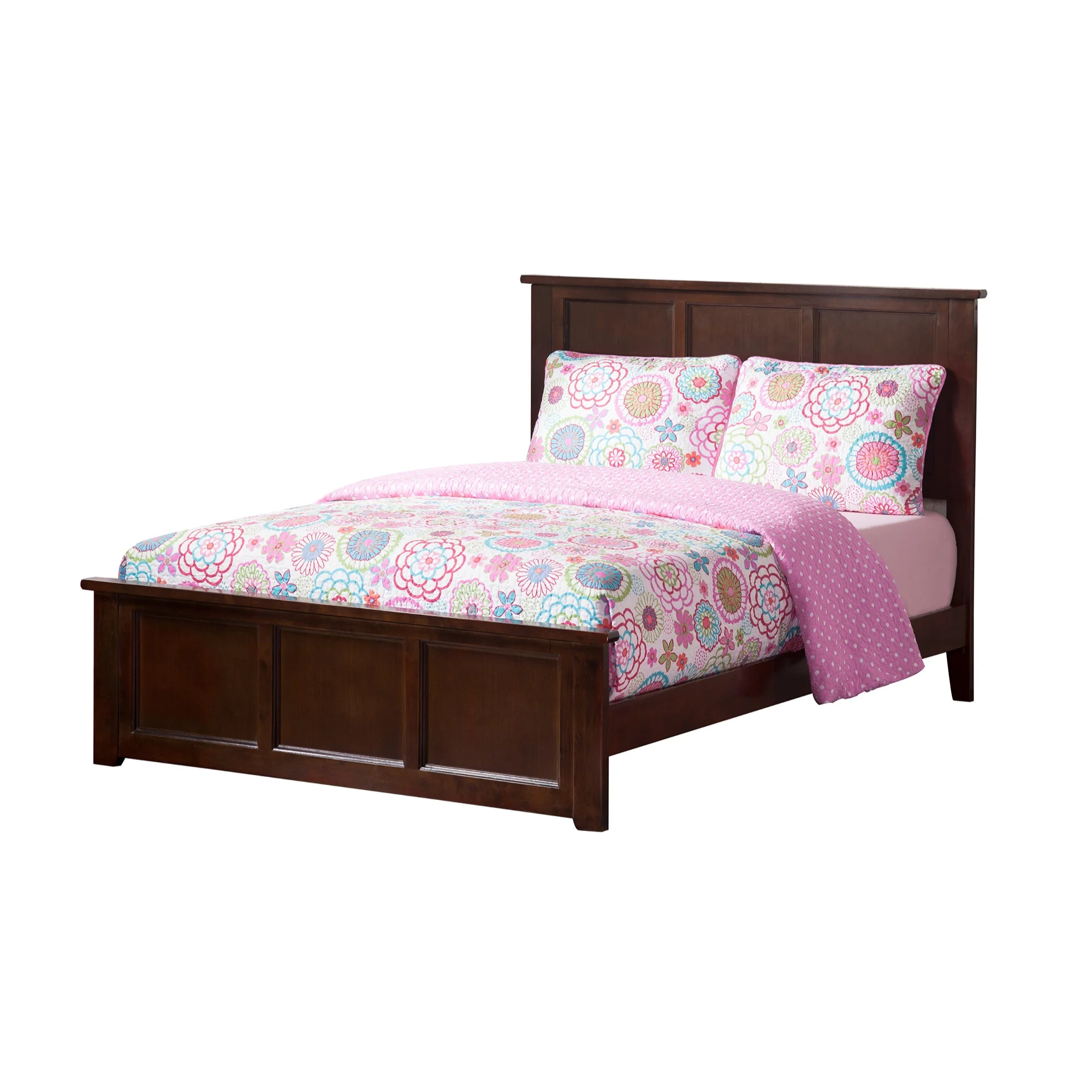 AFI Madison Full Wood Platform Bed with Matching Footboard in Walnut