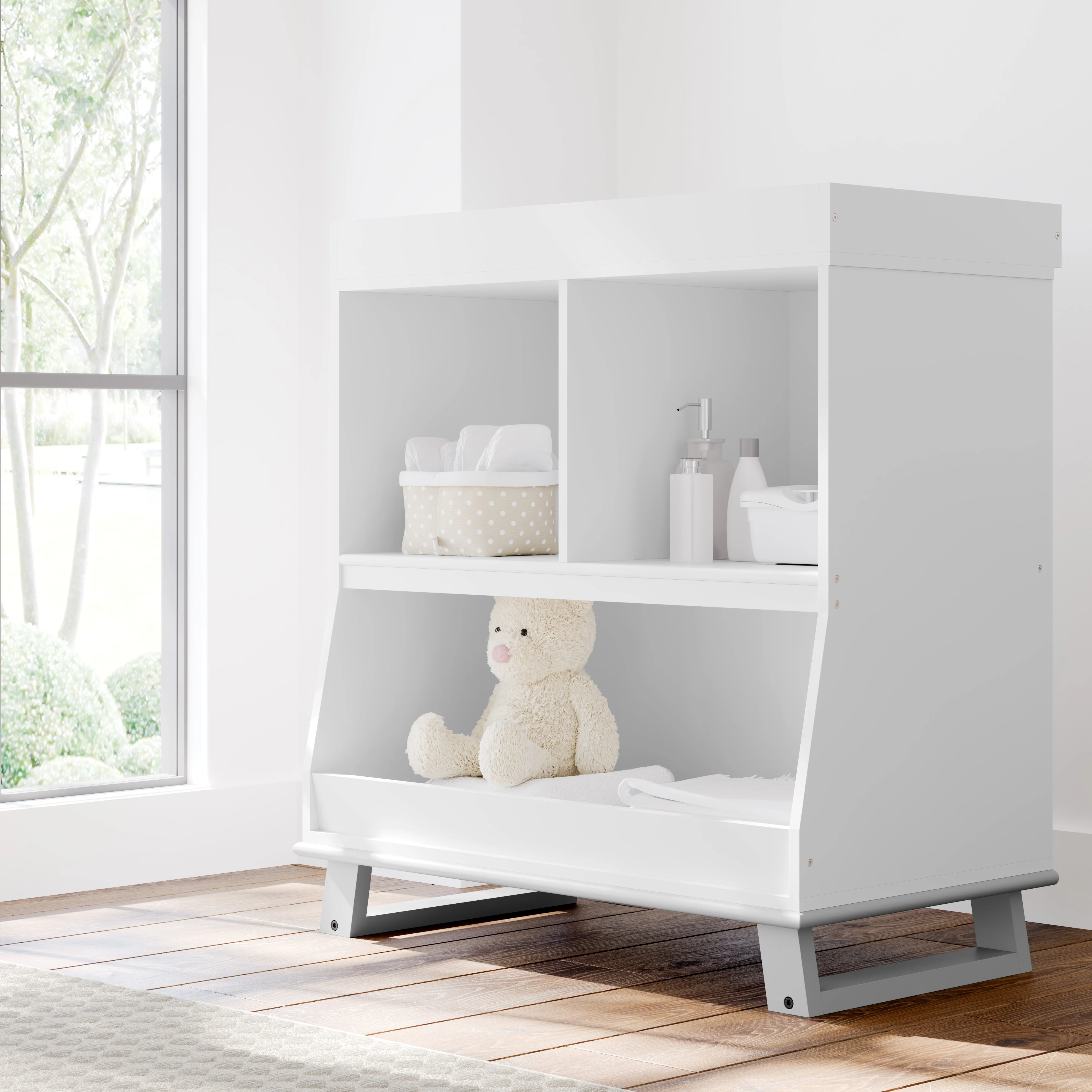 Storkcraft Modern Baby Changing Table, White with Pebble Gray