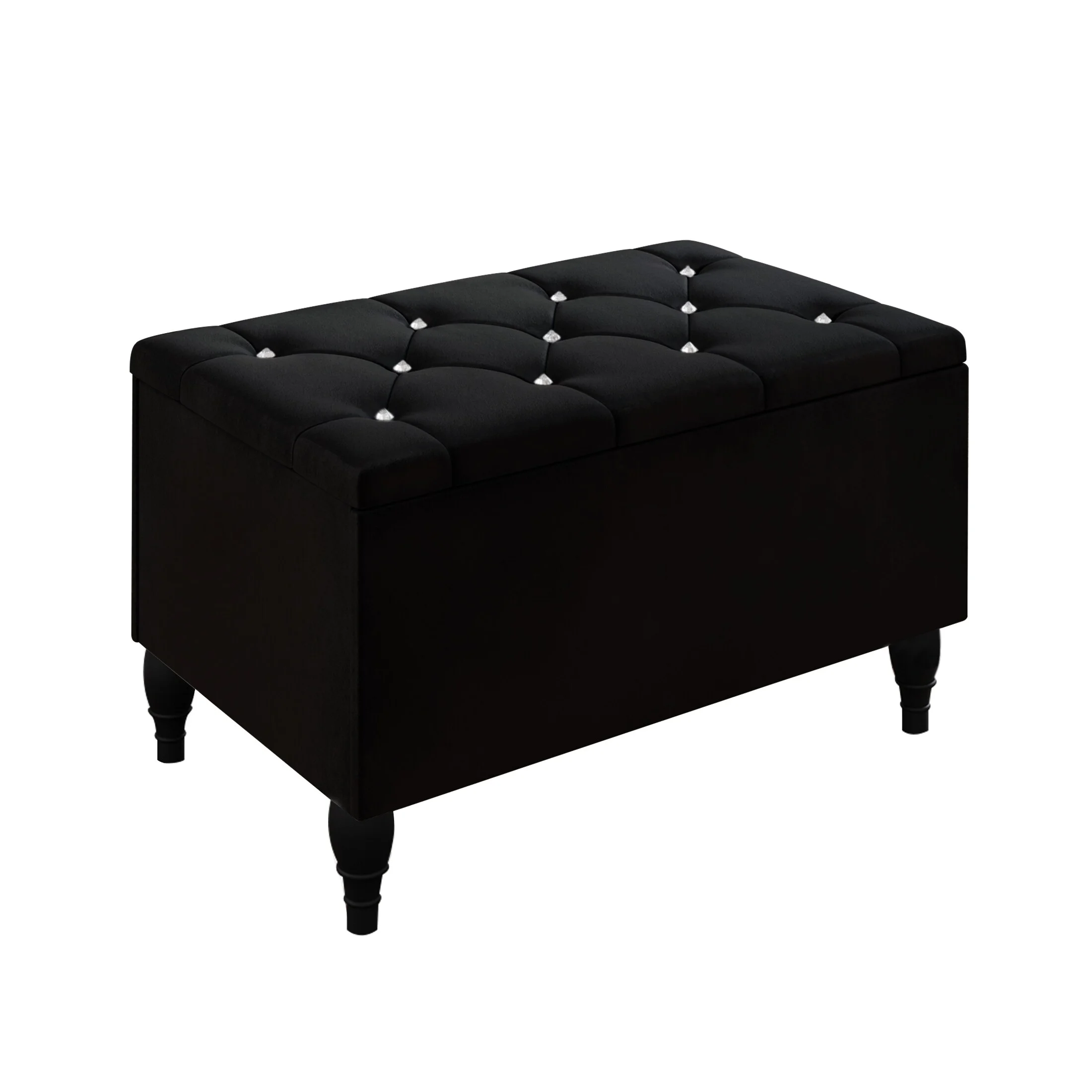 CraftPorch 2 Piece Bedroom Bench Set Velvet Wingback Upholstered Bed Black - King