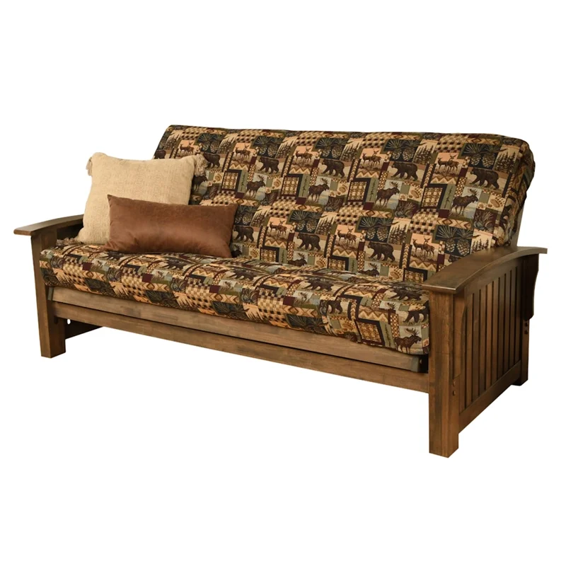 Kodiak Furniture Washington Futon in Rustic Walnut with Peter's Cabin Mattress