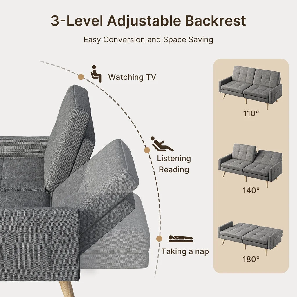 Aiho Convertible Futon Sofa Bed,Couches with with S-Springs and Adjustable Backrest for Living Room,Apartment Living Room,Office - Dark Gray