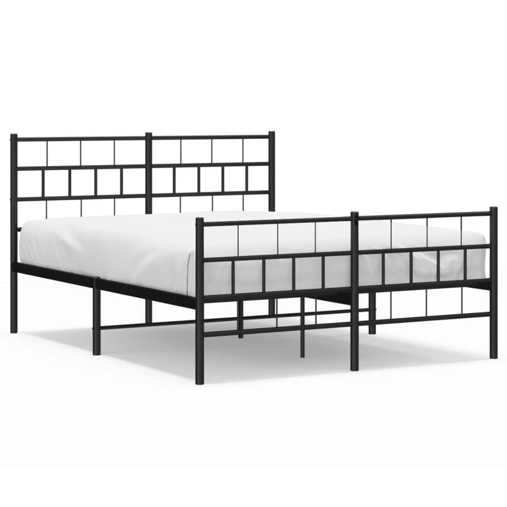Metal Bed Frame with Headboard and Footboard Black 59.1