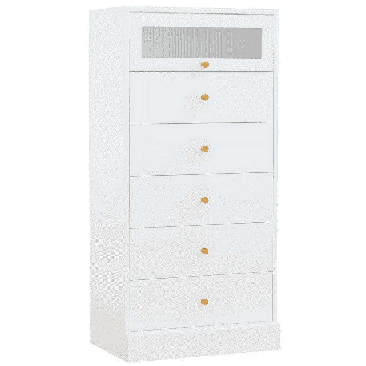 Homfa 6 Drawer White Gold Dresser, 51.4