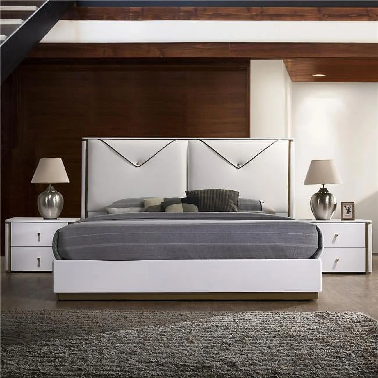 J & M Furniture 17995-K 80 x 78 x 50 in. Lucera King Size Bed, White