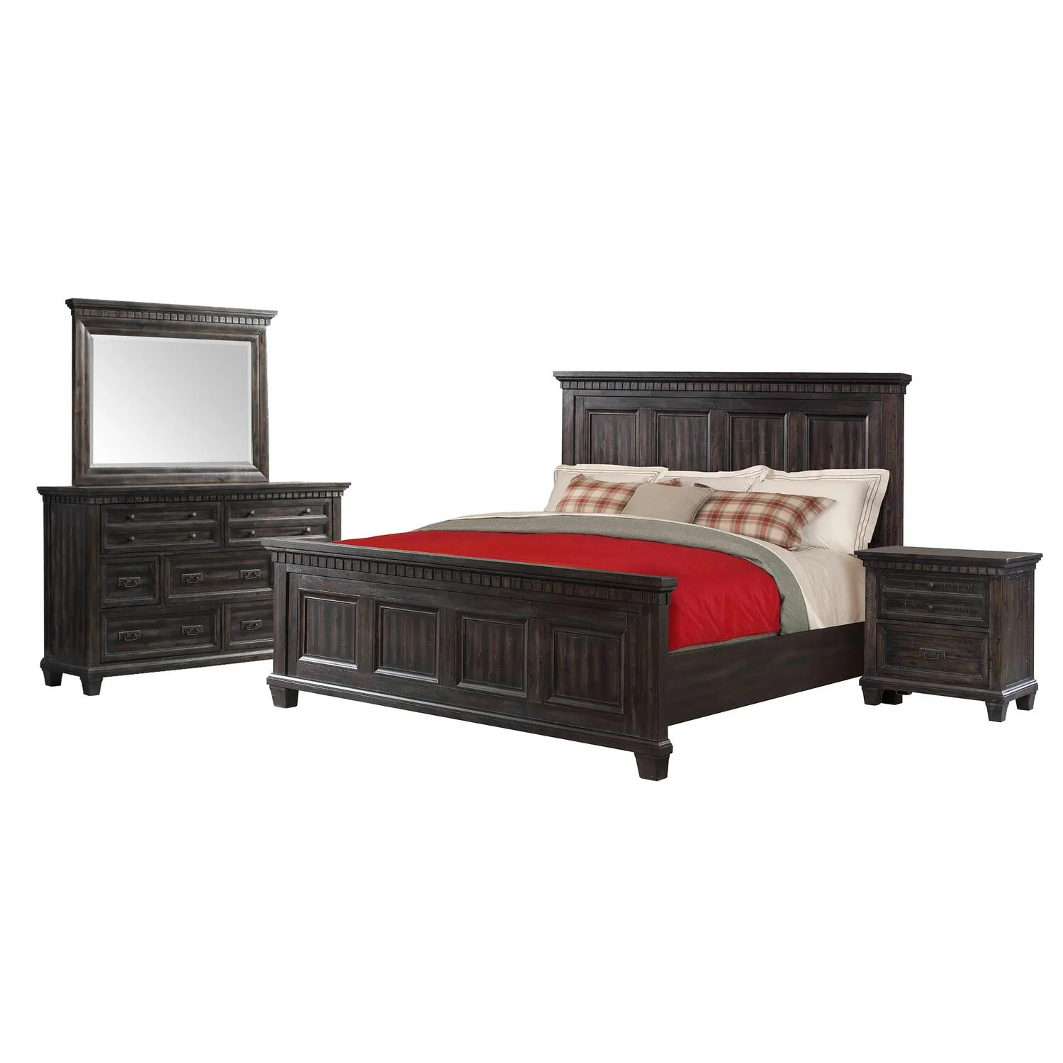 Picket House Furnishings Steele 4 Piece King Bedroom Set in Smokey Gray Oak