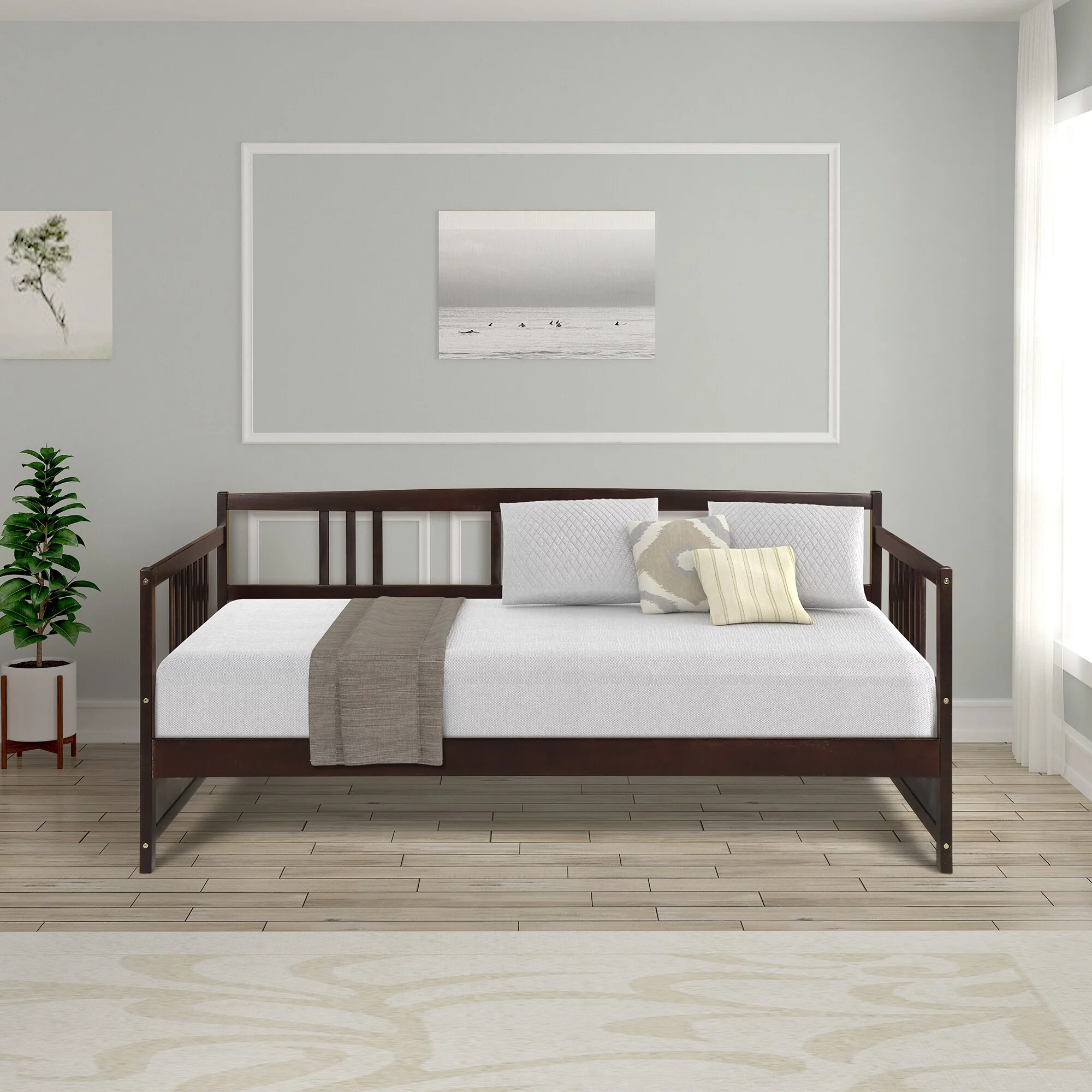 Multifunctional Solid Wood Daybed With Support Legs Espresso 78.3