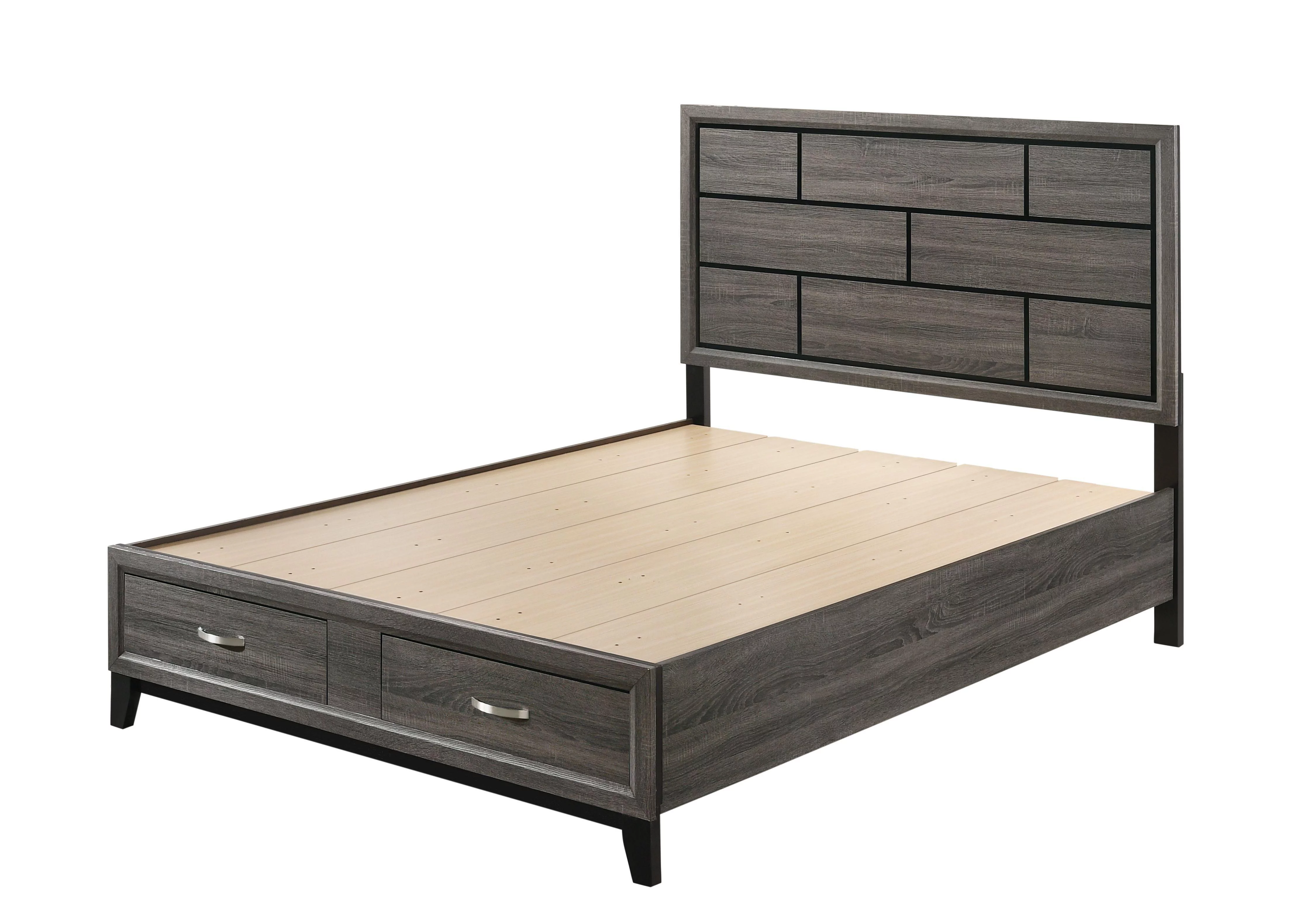 Weathered Gray Eastern King 6pcs Bedroom Set w/Storage Acme Valdemar 27057EK-6pc