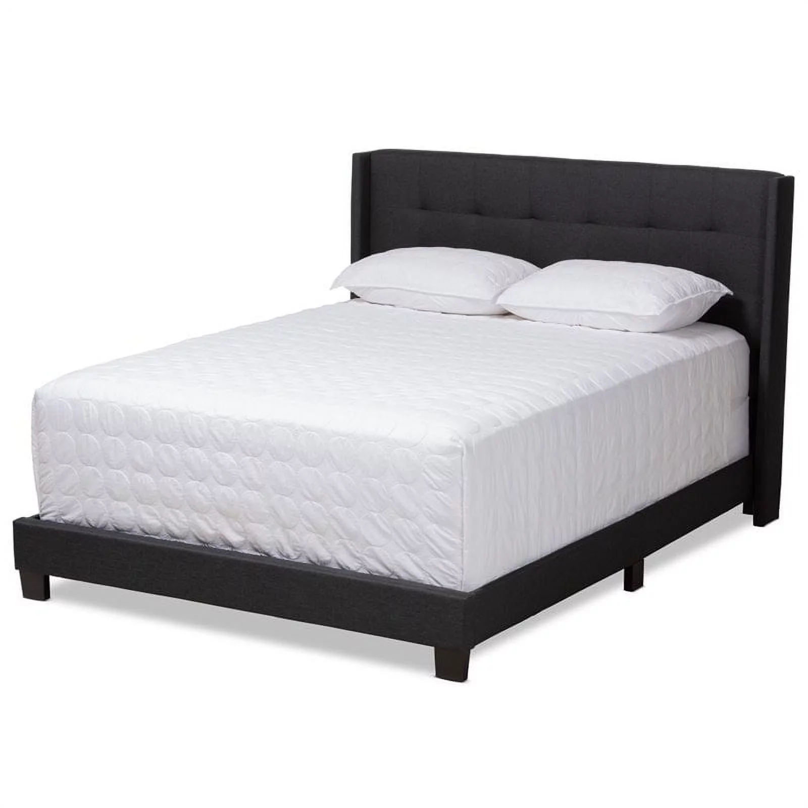 Bowery Hill Upholstered Fabric Tufted Queen Bed in Grey