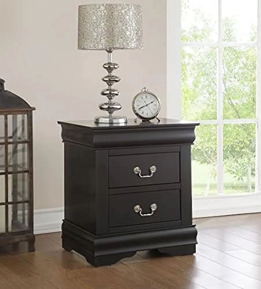 GEROBOOM Nightstand with 2 Drawers Small Dresser Bedside Night Stand End Table with for Bedroom Living Room College Dorm No Assembly Required (Black)